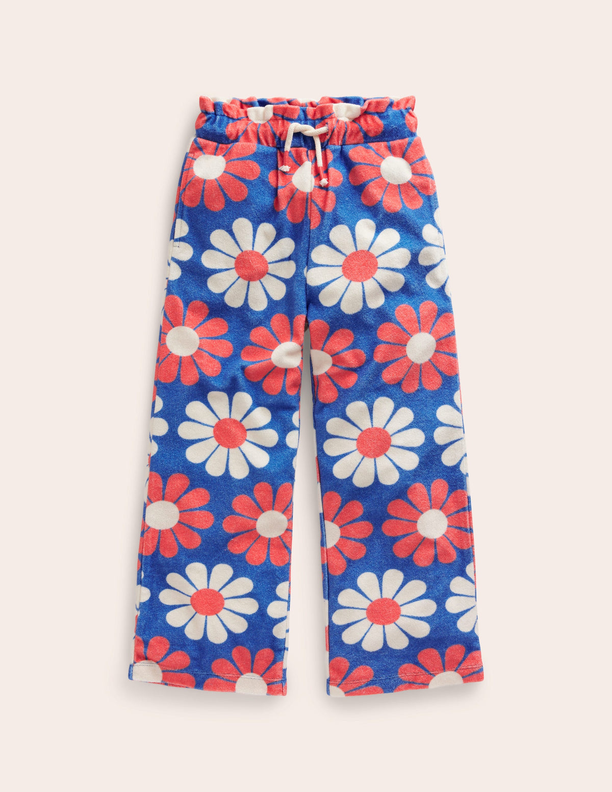 Towelling Pants-Cabana Blue Geo Daisy-1