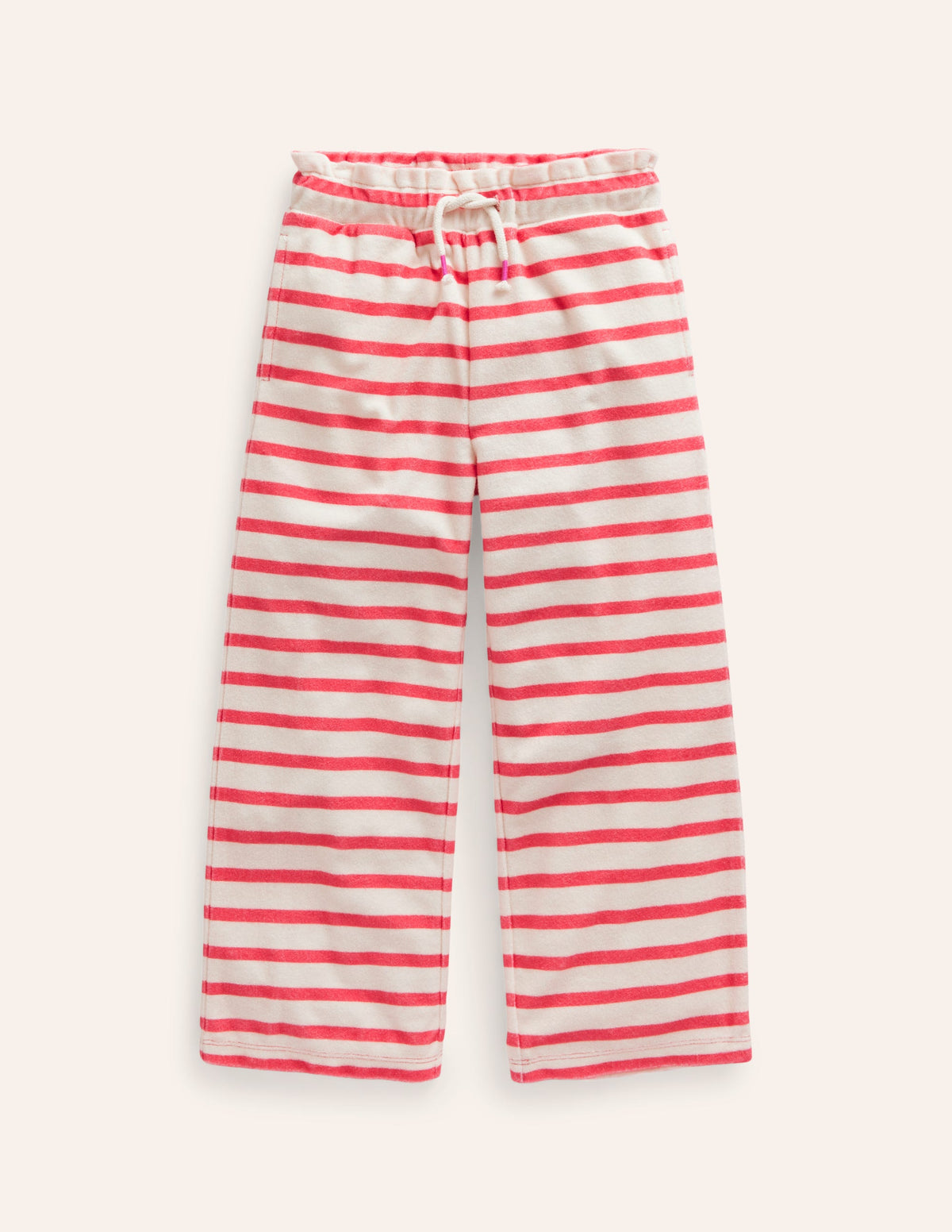 Towelling Pants-Jam Red/ Ivory Stripe-1