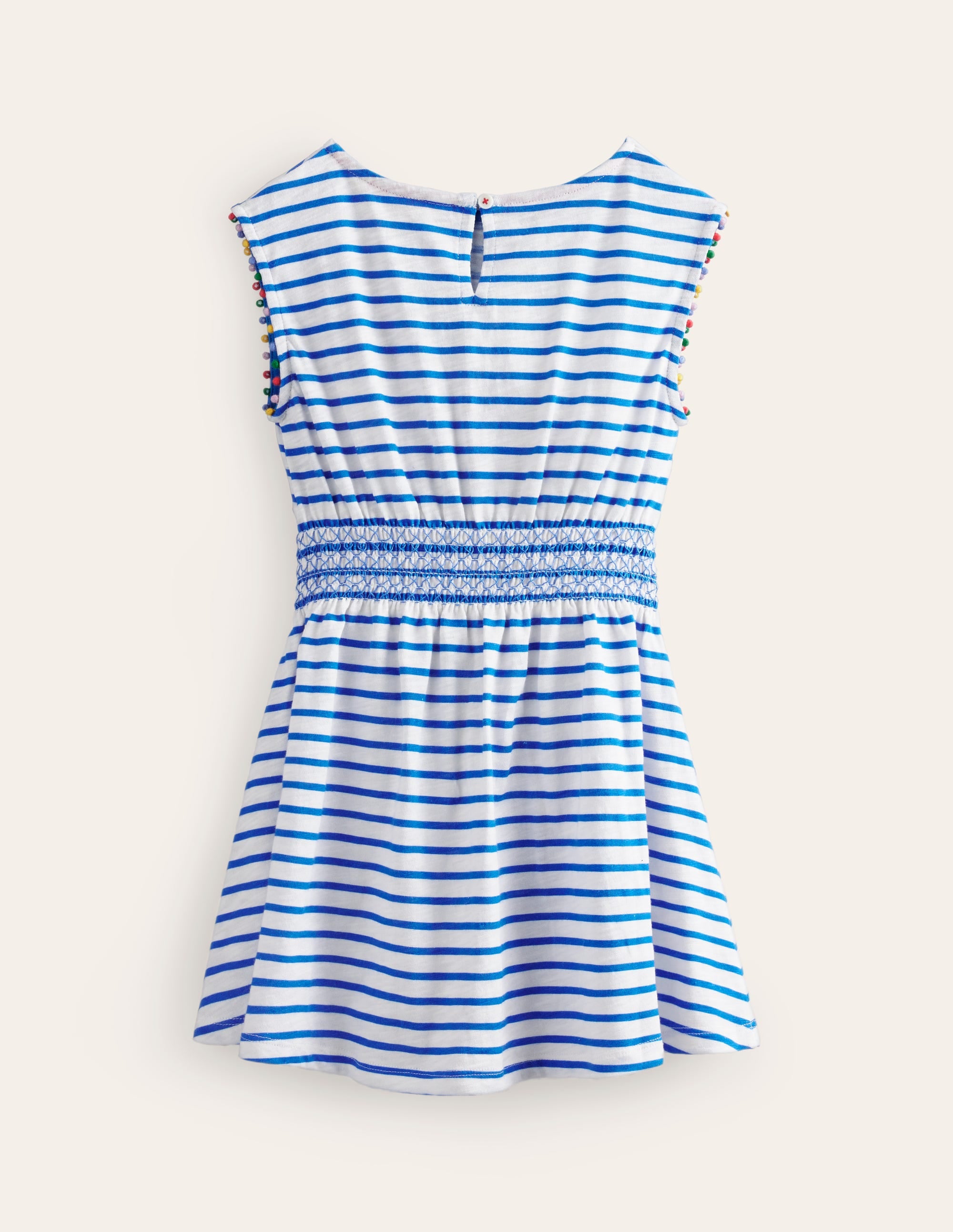 Shirred Waist Jersey Dress-Greek Blue/ Ivory Cherries - Image 2