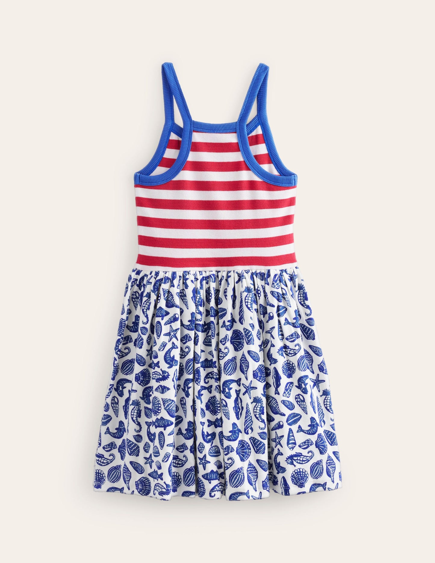 Strappy Hotchpotch Dress-Sapphire Blue Seashore