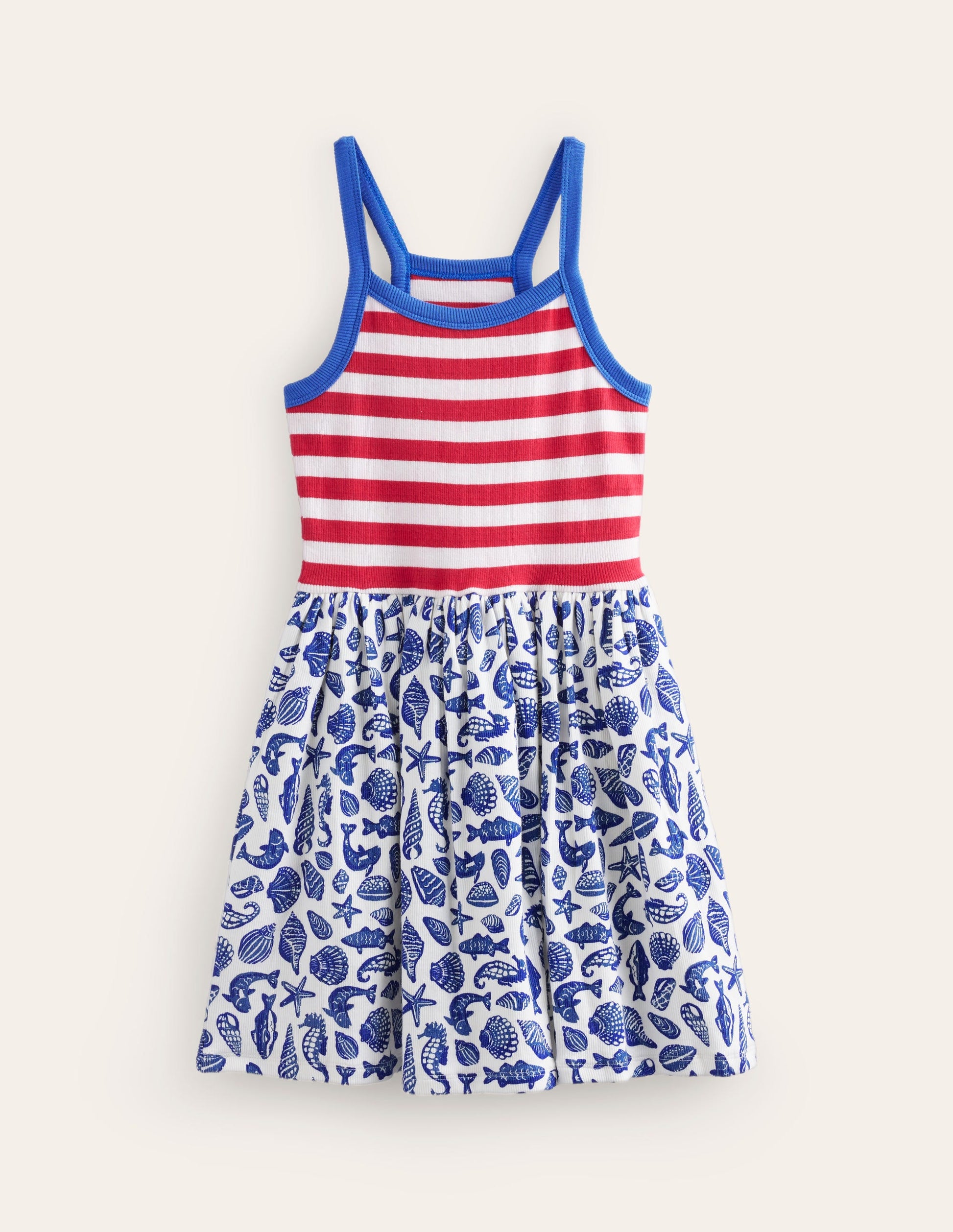 Strappy Hotchpotch Dress-Sapphire Blue Seashore-1