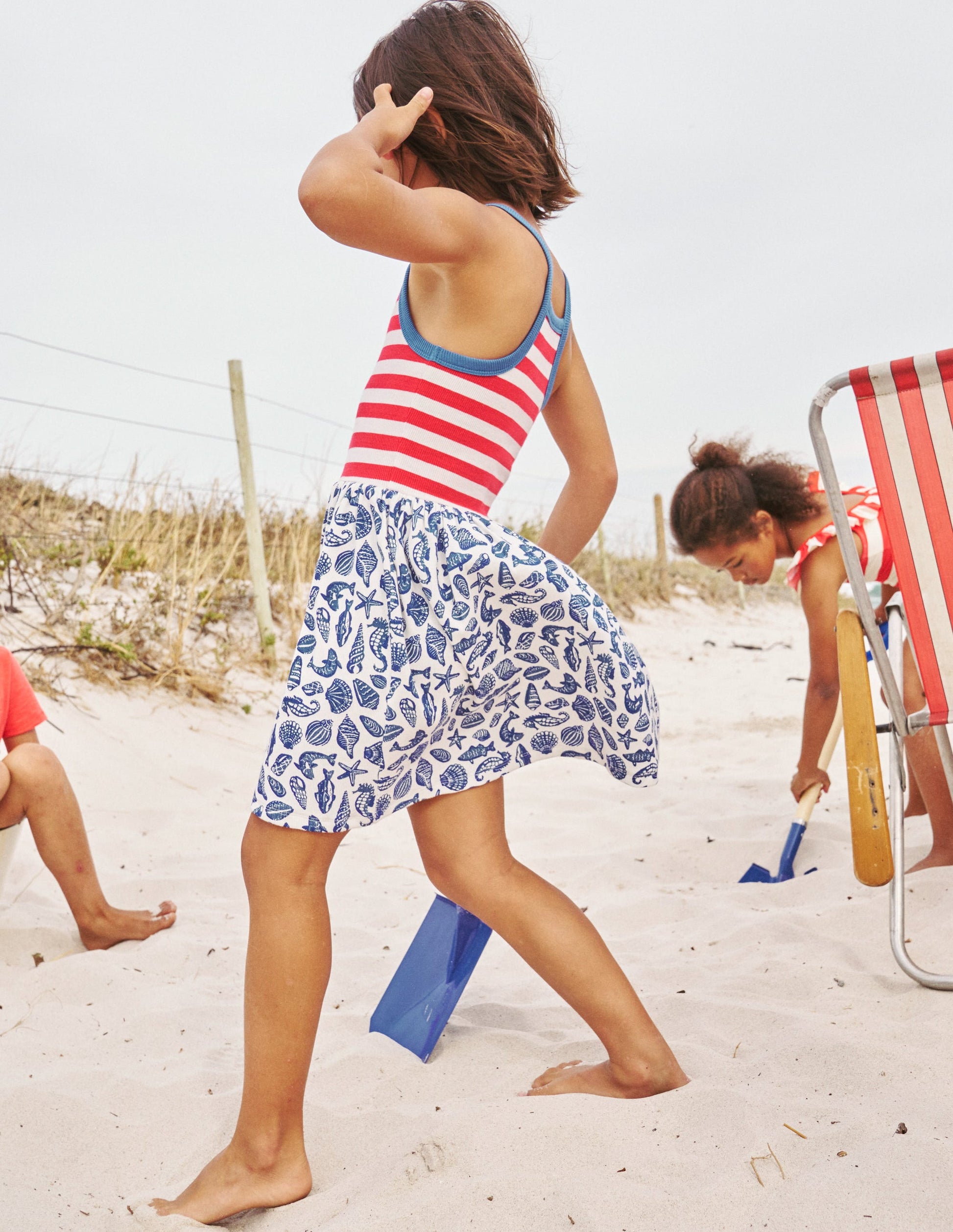 Strappy Hotchpotch Dress-Sapphire Blue Seashore-5