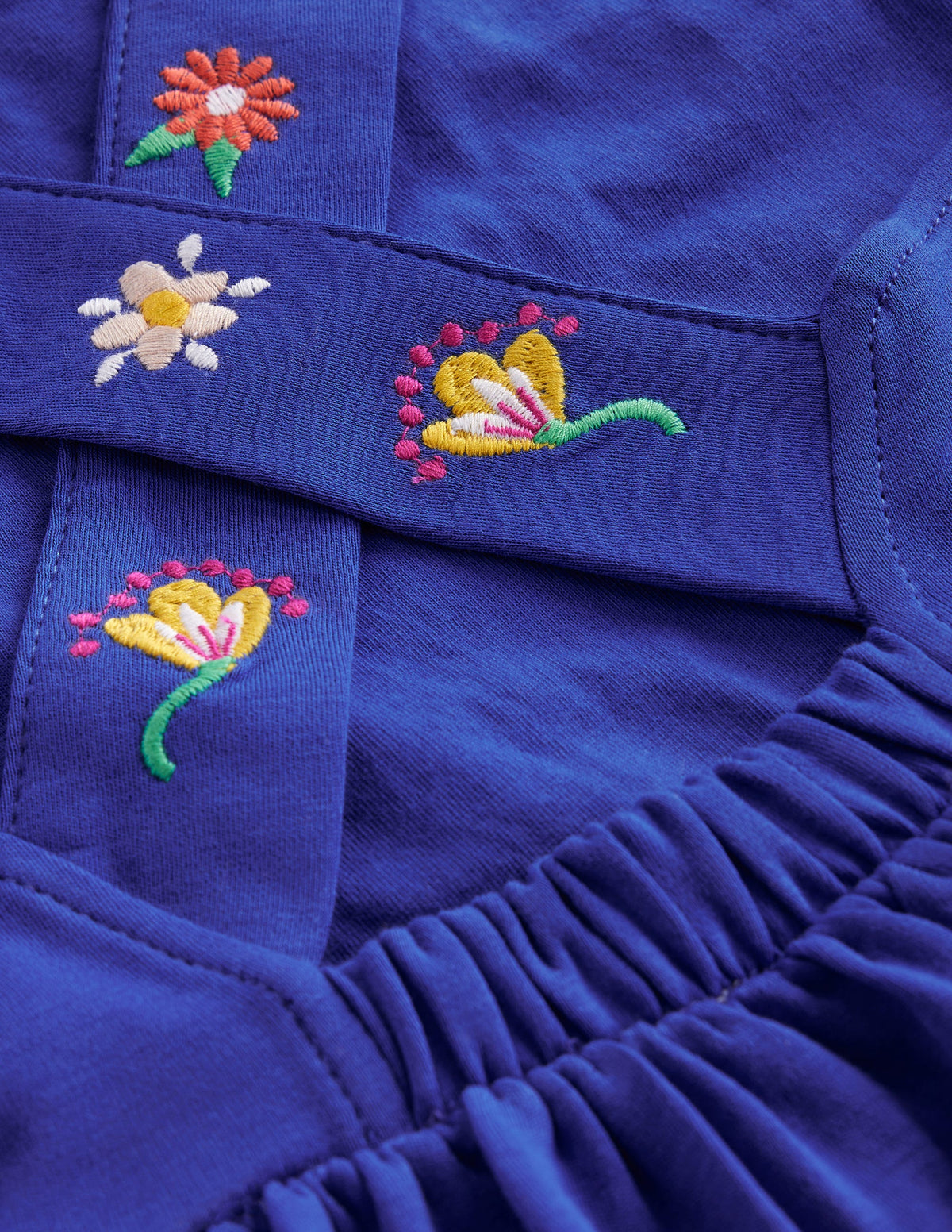Jersey Cross-back Dress-Sapphire Blue Embroidery - Image 3