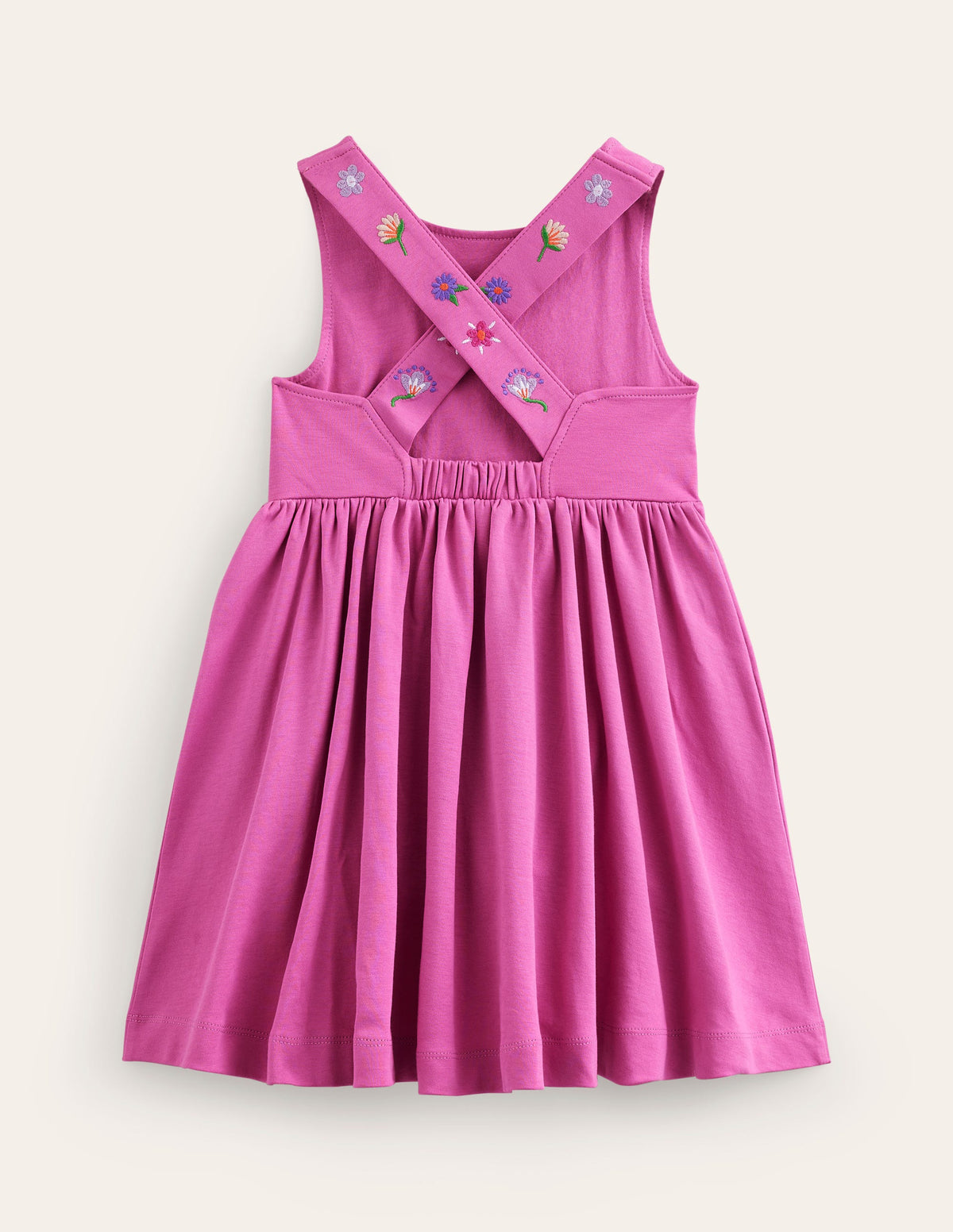 Jersey Cross-back Dress-Salmon Pink Embroidery - Image 2