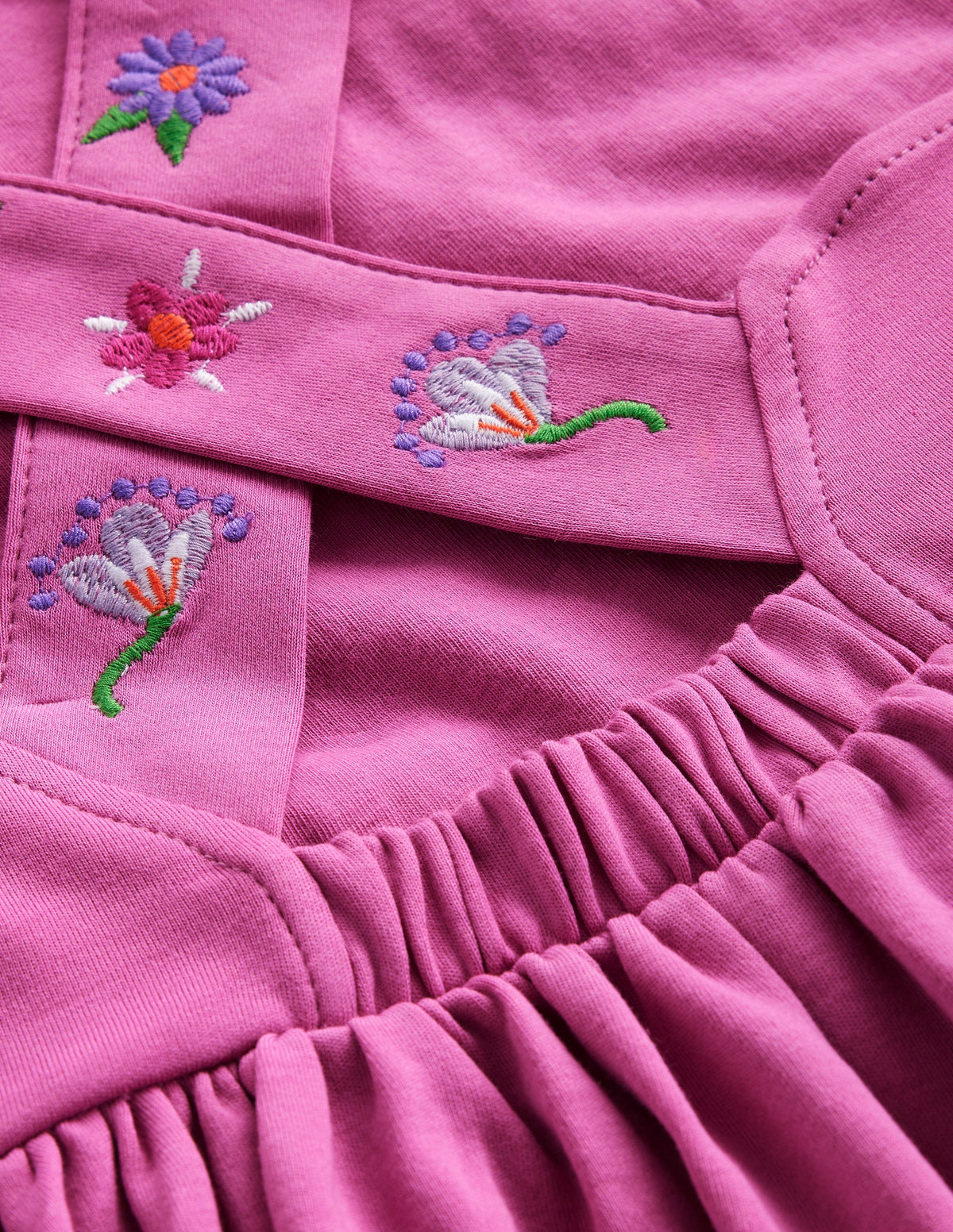 Jersey Cross-back Dress-Salmon Pink Embroidery-3