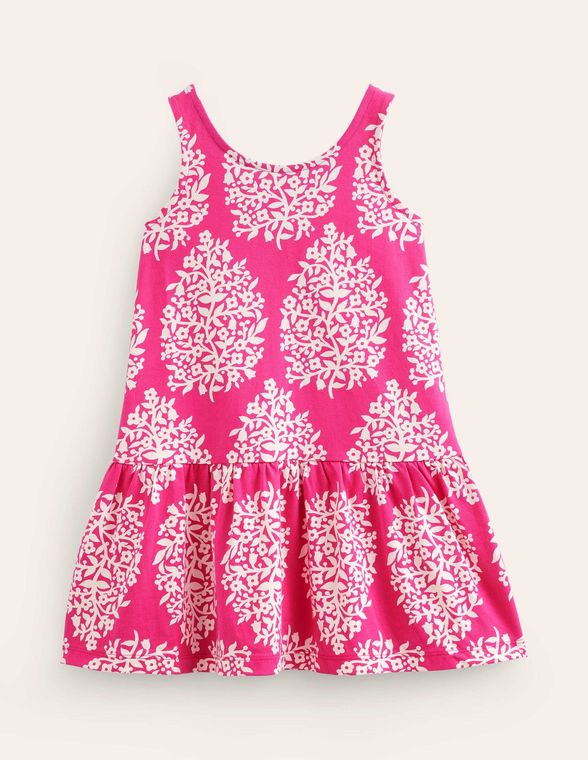 Strappy Drop Waist Dress-Pink Woodblock-1