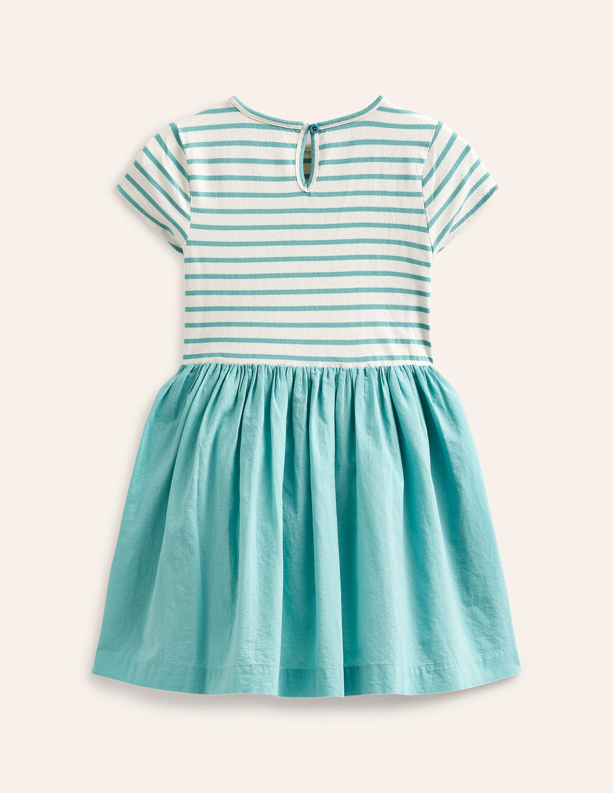 Woven Mix Appliqué Dress-Georgian Blue/ Vanilla SeaLife - Image 2
