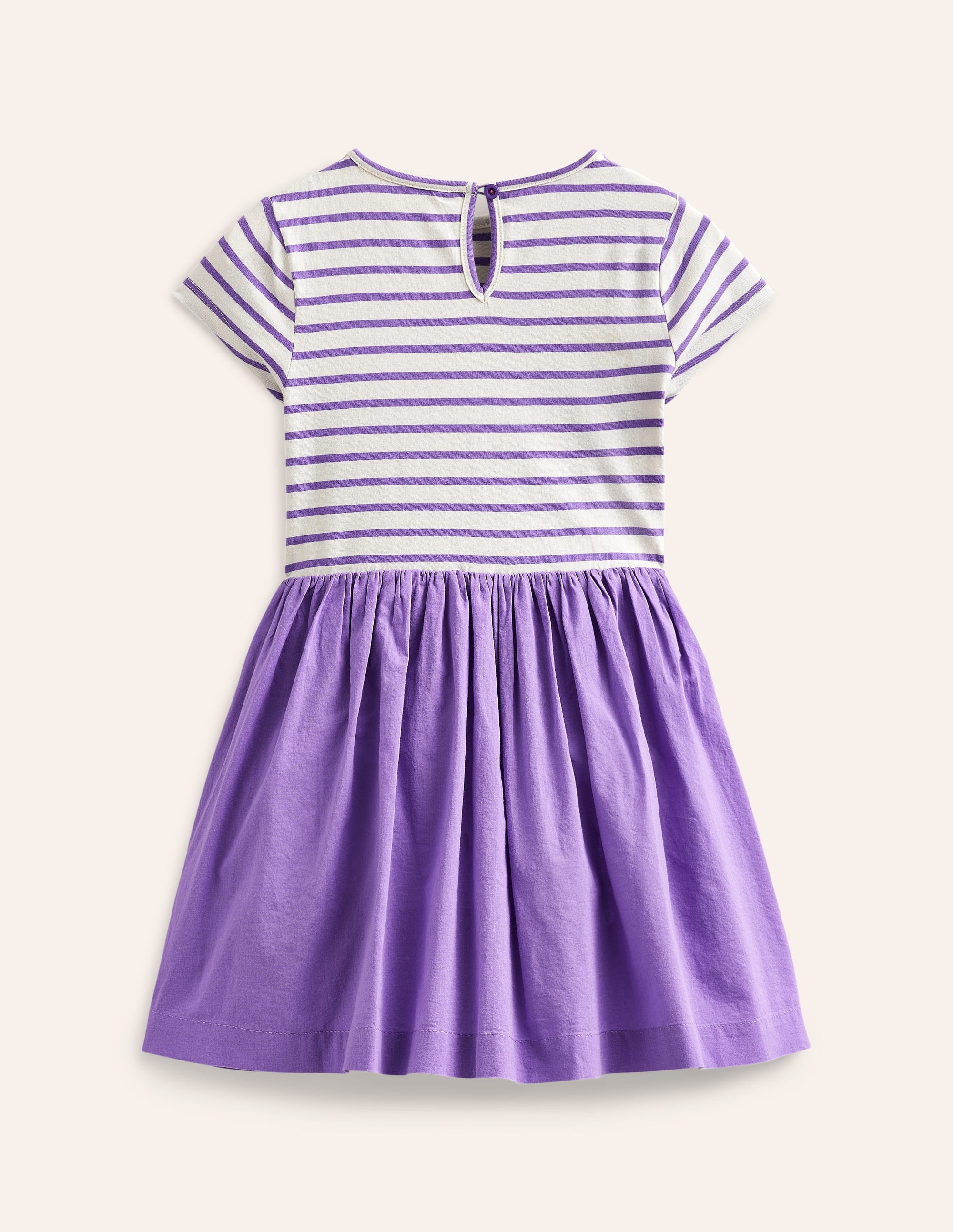 Woven Mix Appliqué Dress-Lilac Purple/ Vanilla Animals - Image 2