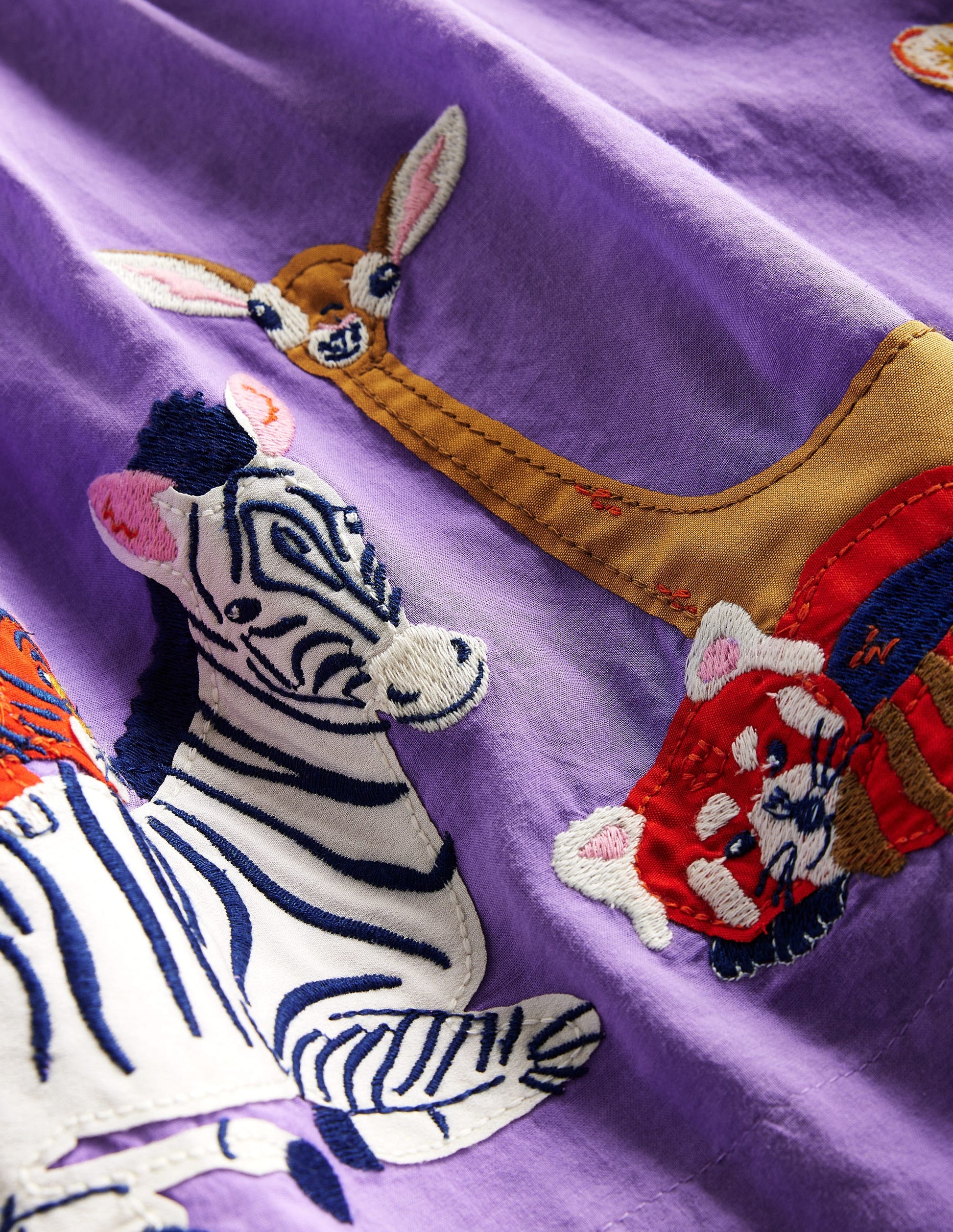 Woven Mix Appliqué Dress-Lilac Purple/ Vanilla Animals-3