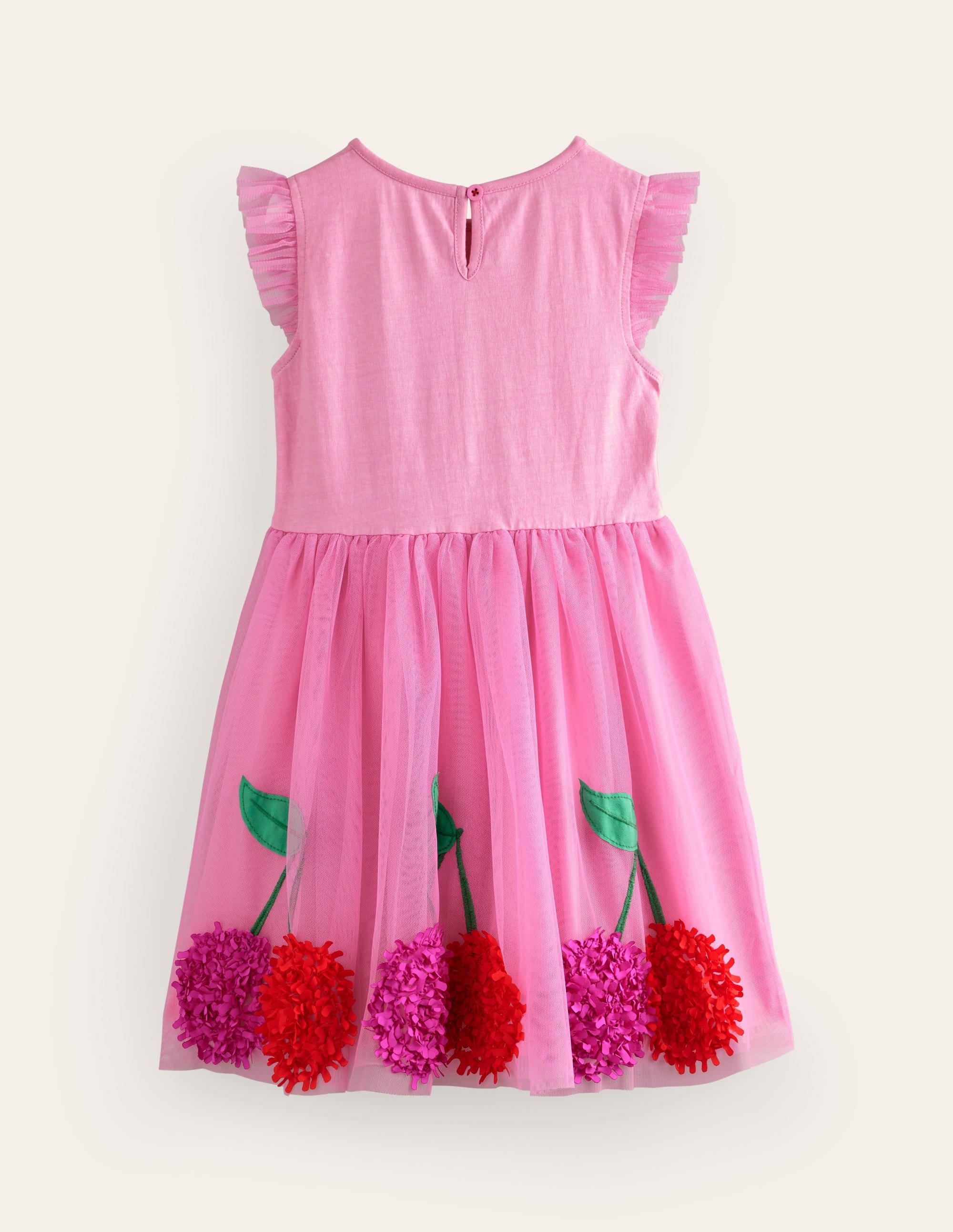 Jersey Tulle Appliqué Dress-Pink Cherries - Image 2