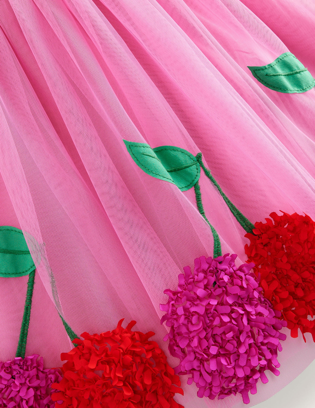 Jersey Tulle Appliqué Dress-Pink Cherries - Image 3
