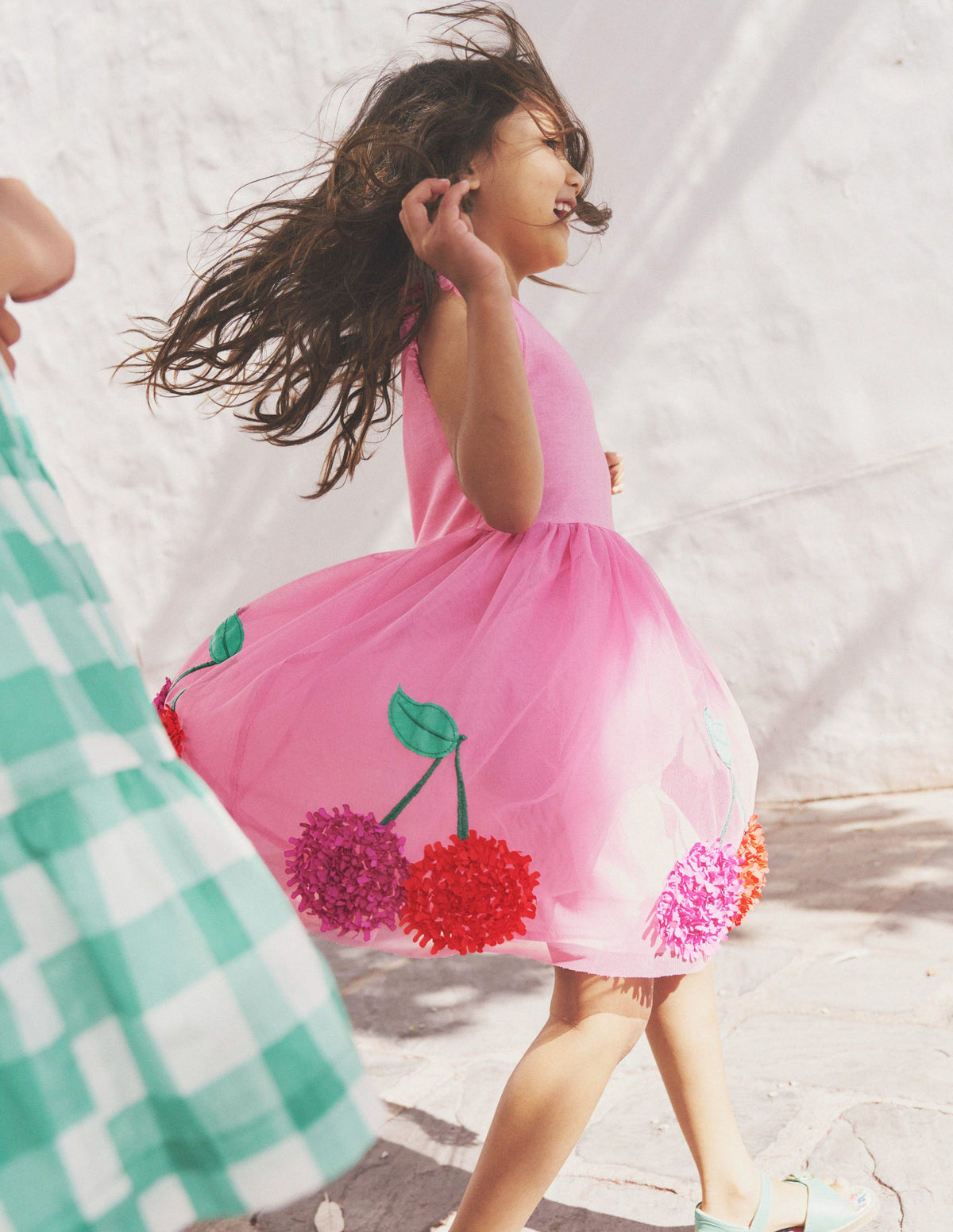 Jersey Tulle Appliqué Dress-Pink Cherries - Image 4