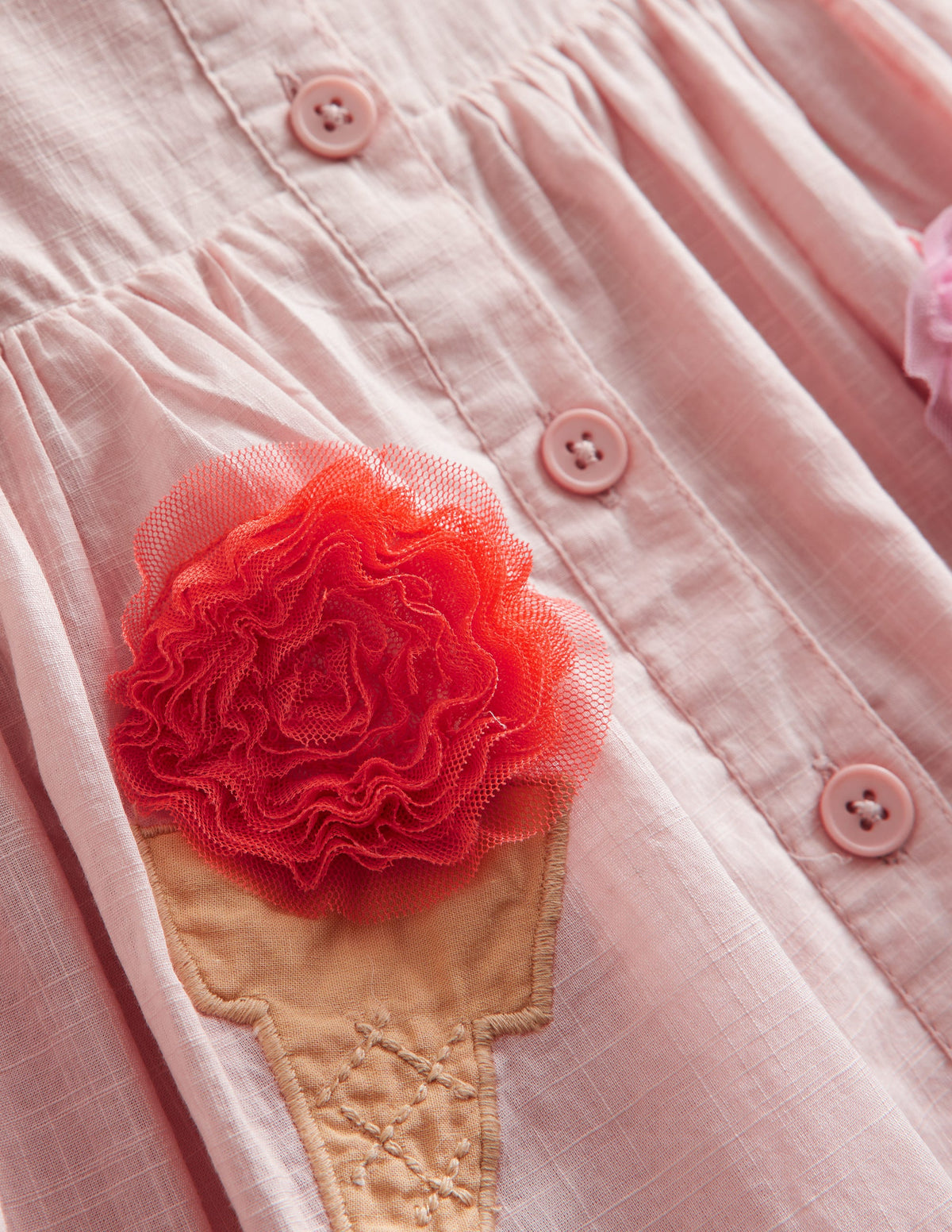 Button Through Logo Dress-Ballet Pink Ice Creams - Image 3