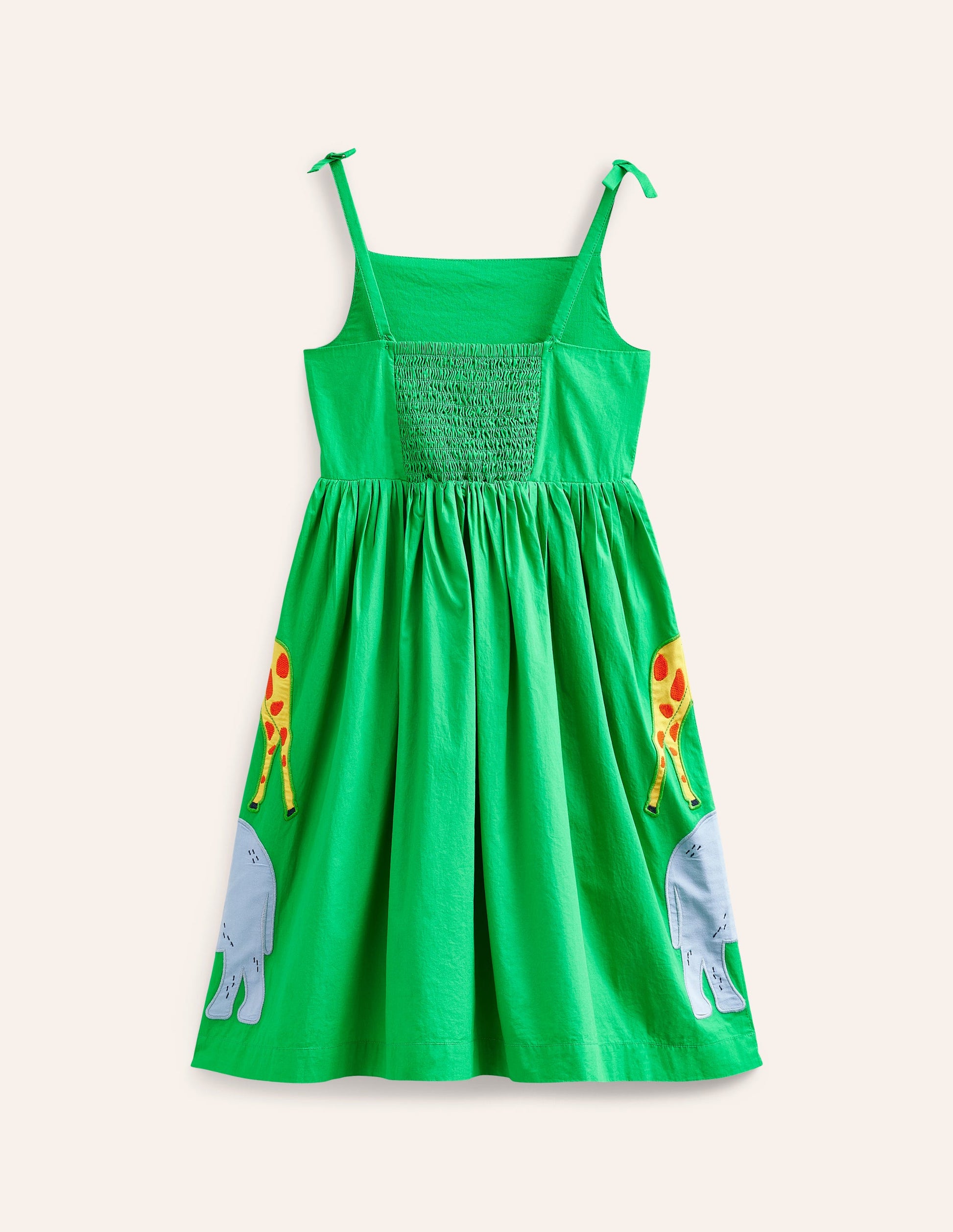 Appliqué Cotton Dress-Sapling Green Safari Animals-2