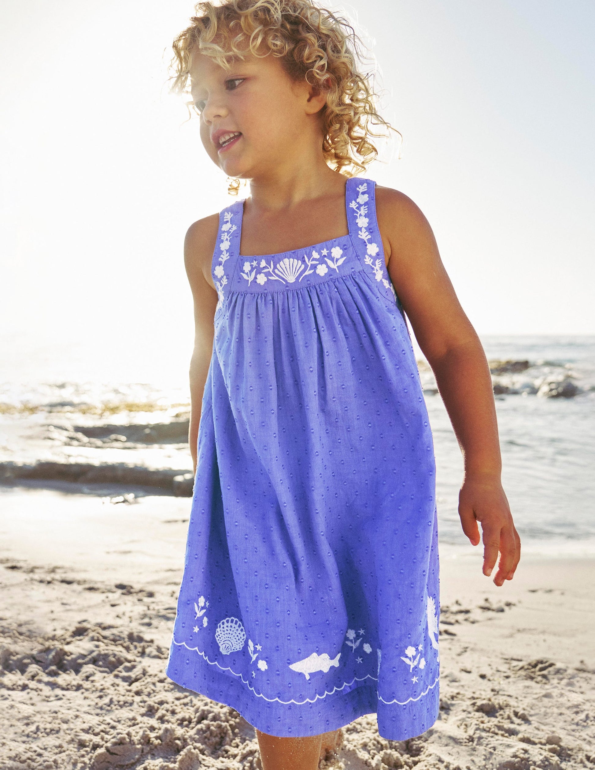 Embroidered Twirly Dress-Wisteria Blue Reef-4