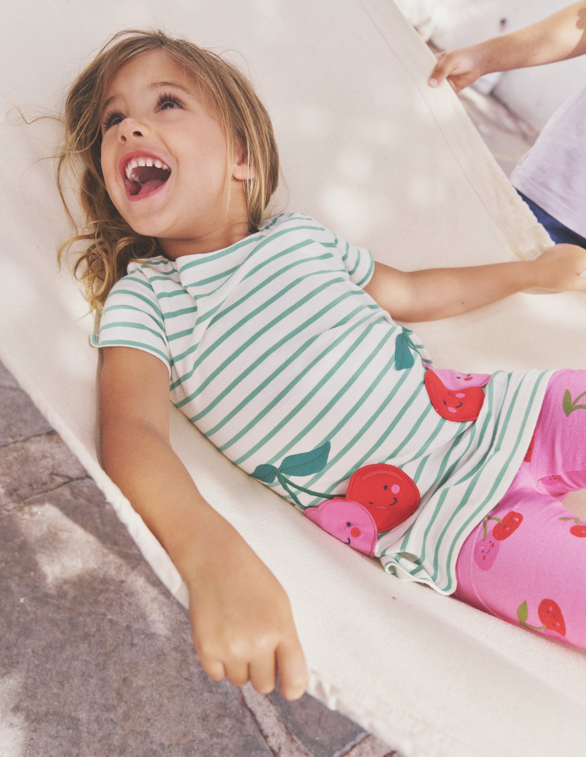 Fun Pocket Appliqué Tunic-Ivory/ Pea Green Cherries-4