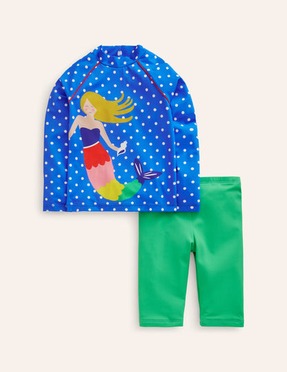 Sun Safe Rash Vest Set-Mermaid Appliqué-1
