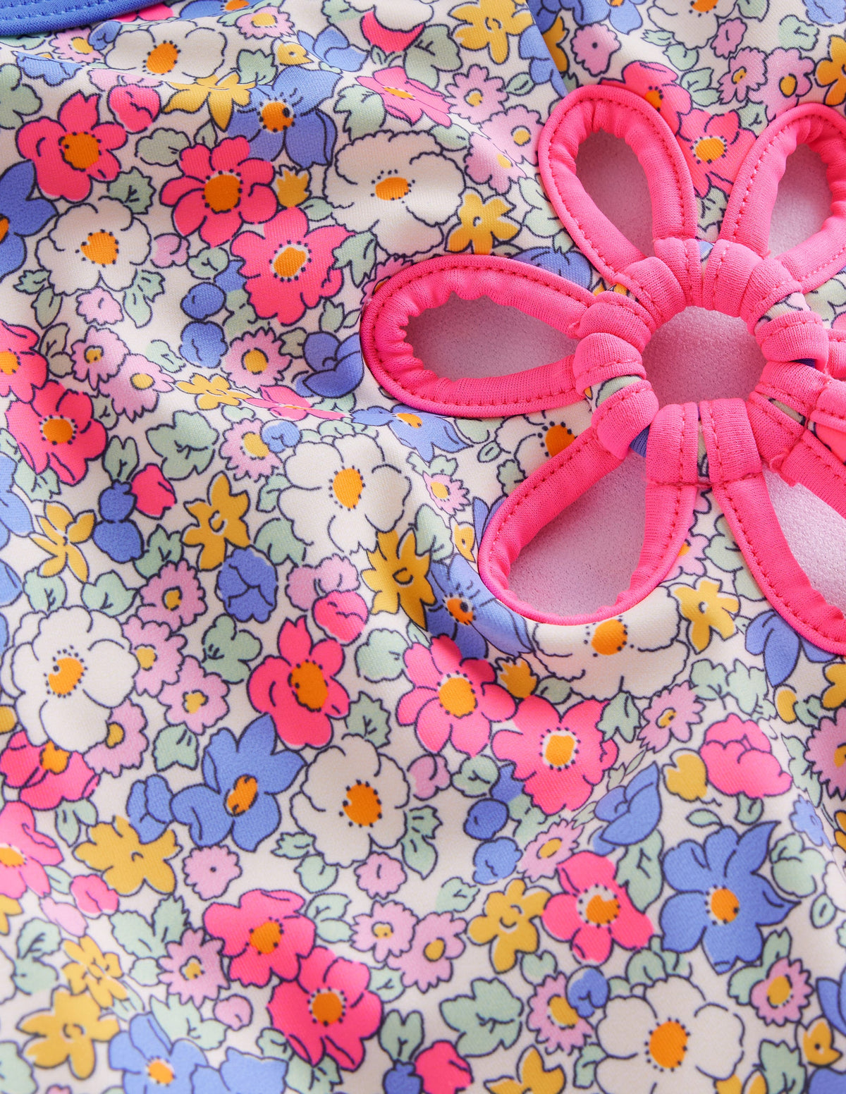 Cut Out Flower Halter Swimsuit-Festival Pink Nautical Floral - Image 3