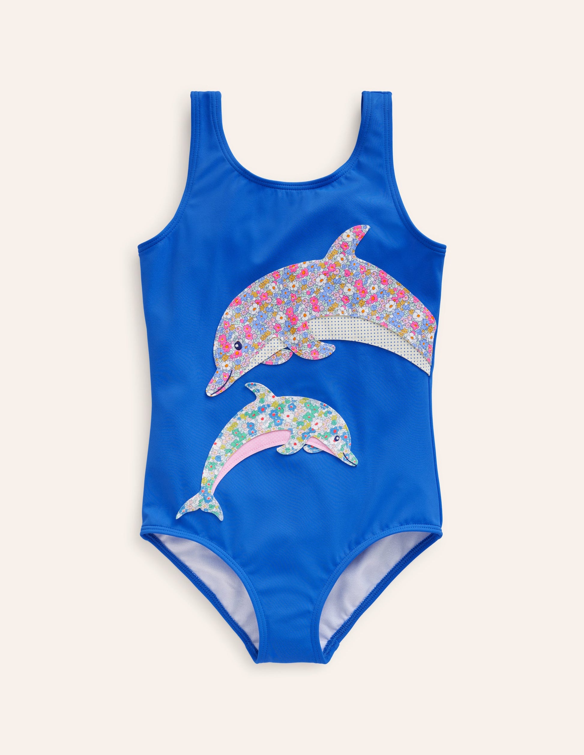 Fun Appliqué Swimsuit-Aqua Blue Dolphin-1
