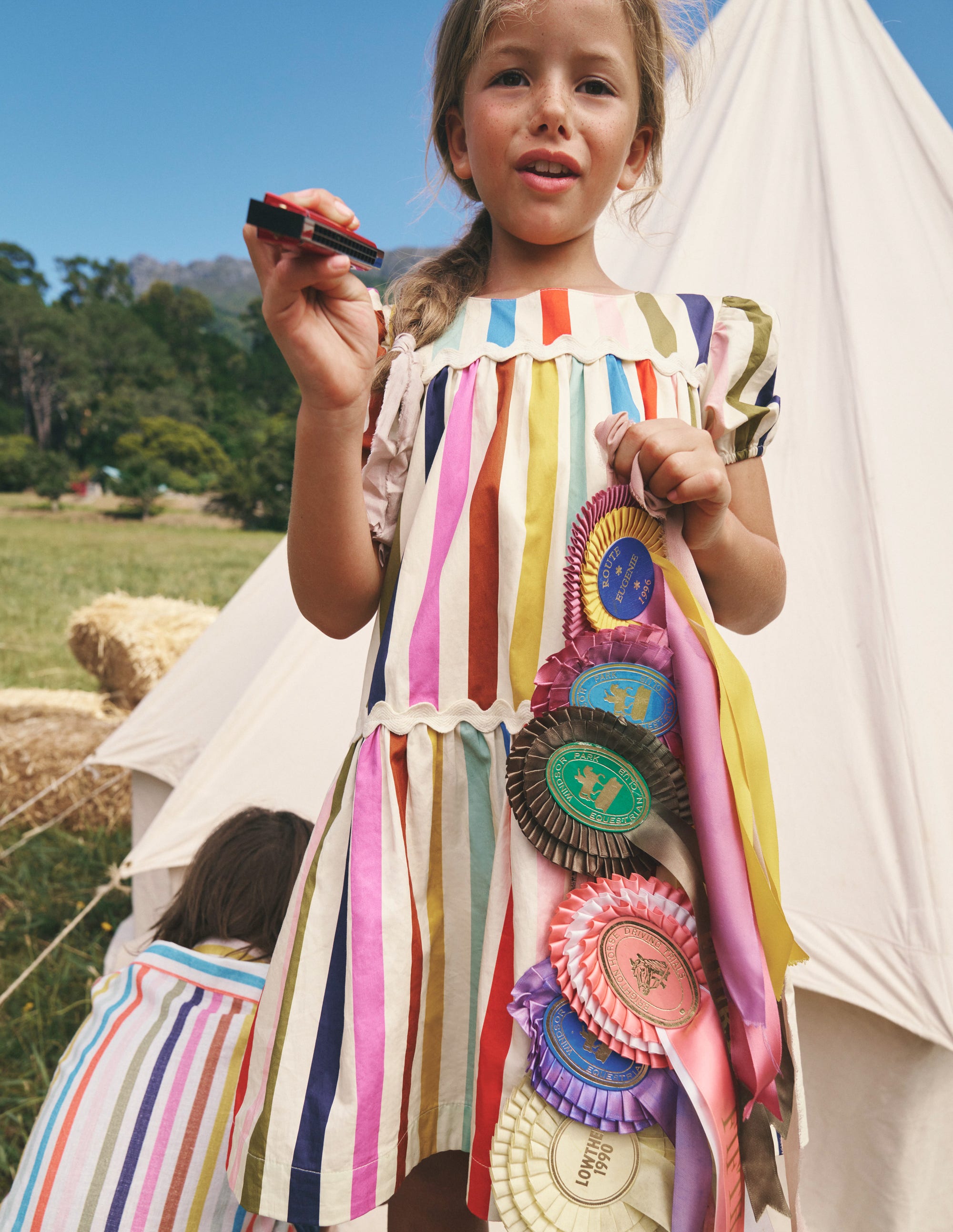 Tiered Stripe Dress-Rainbow Multi Stripe - Image 7