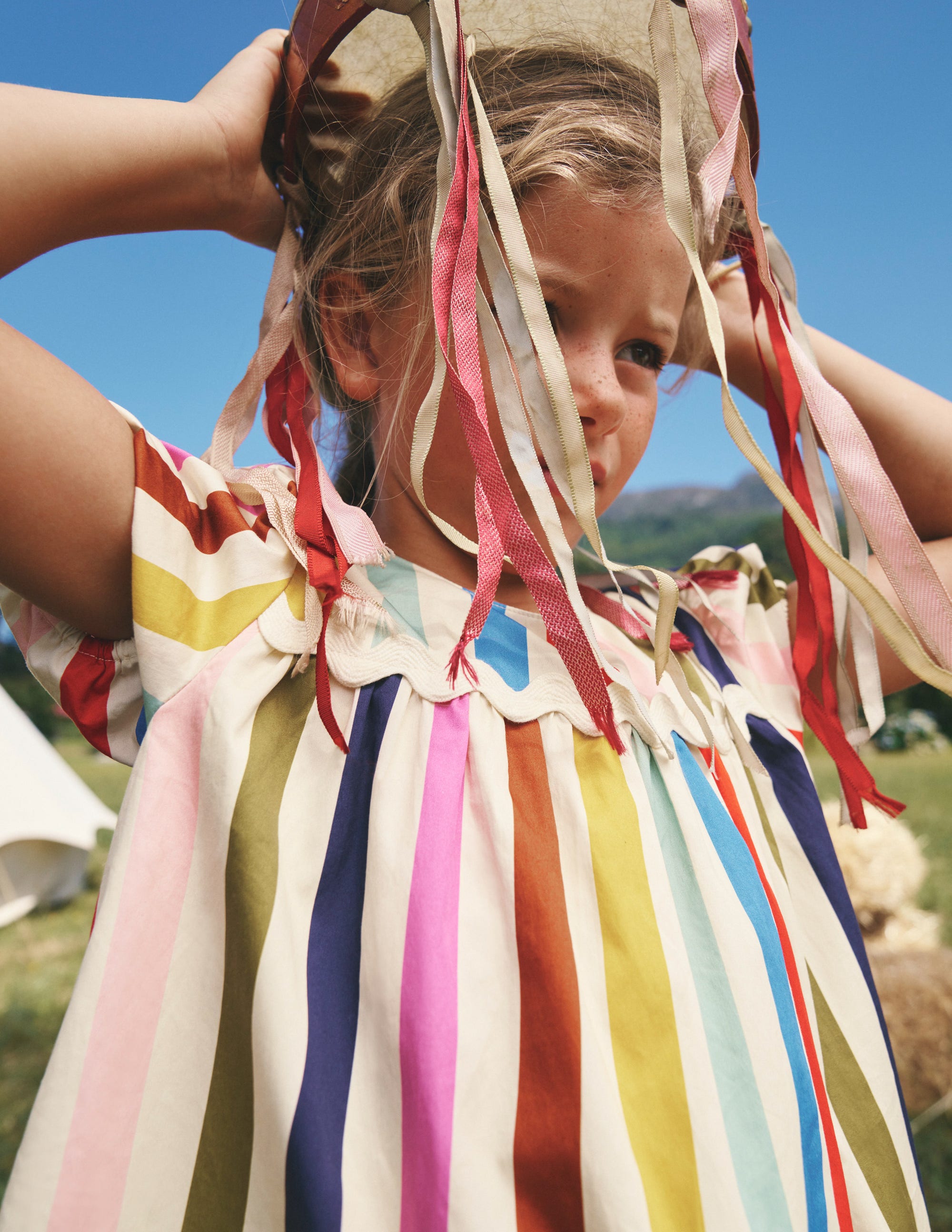 Tiered Stripe Dress-Rainbow Multi Stripe - Image 8