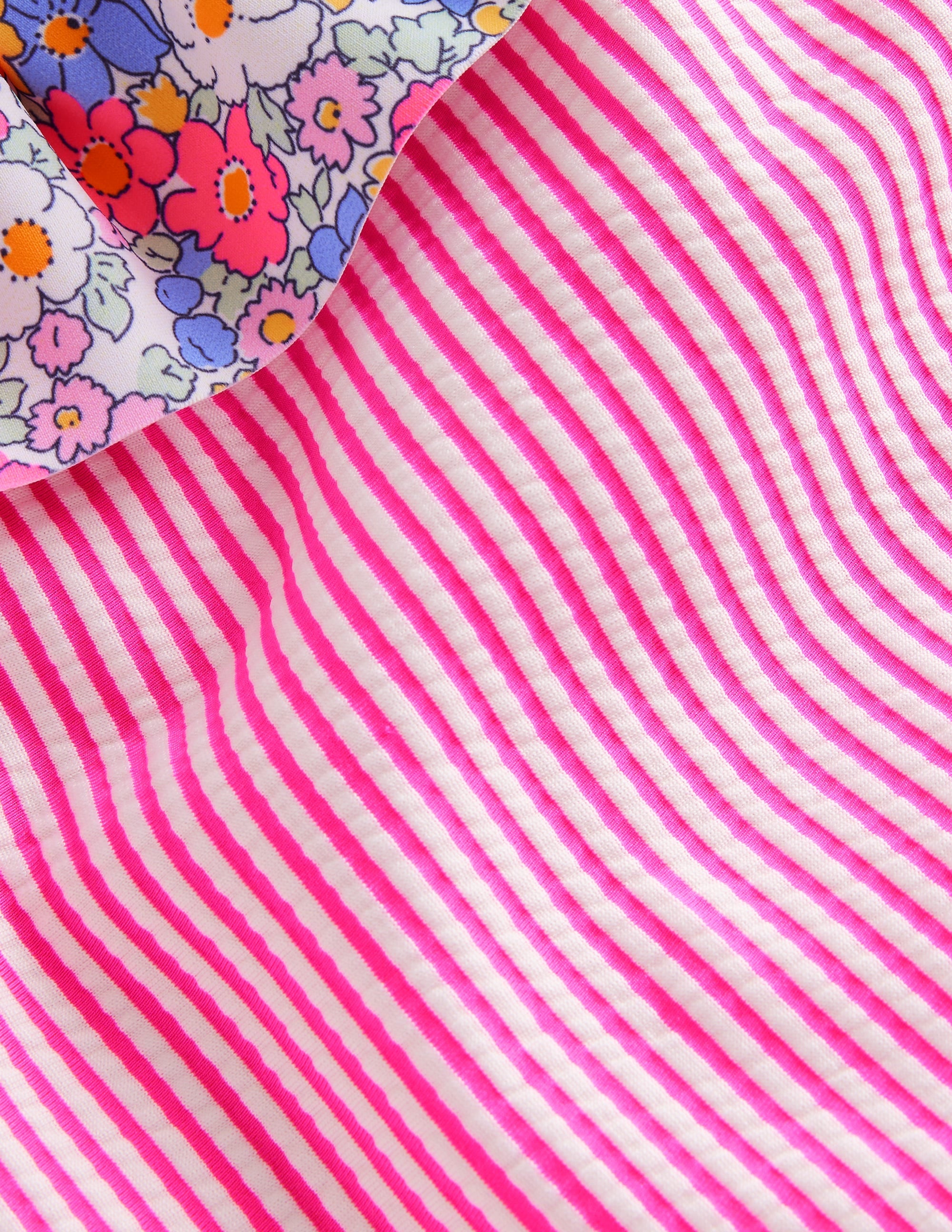 Frill Neck Swimsuit-Festival Pink Ticking Stripe - Image 3