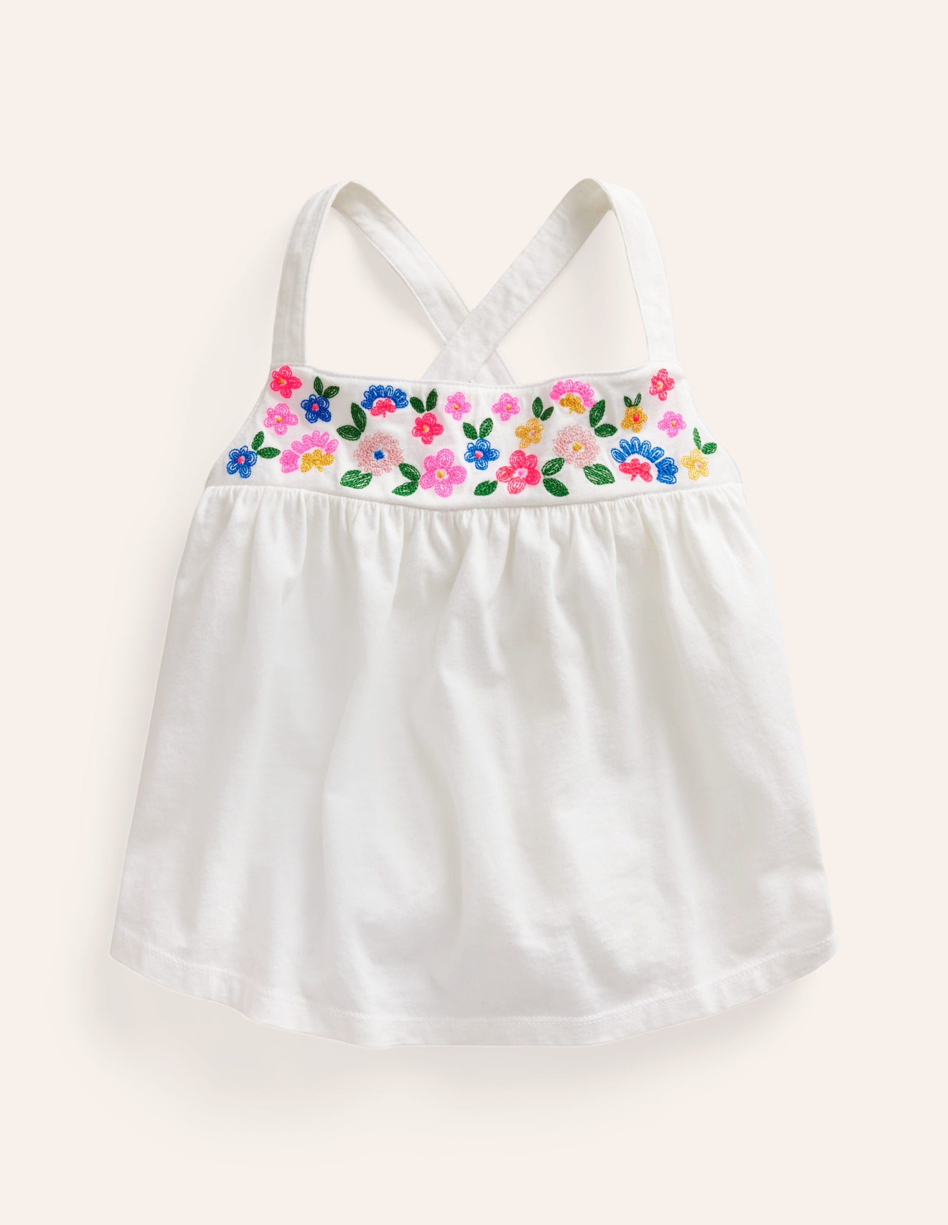 Embroidered Jersey Vest-White-1