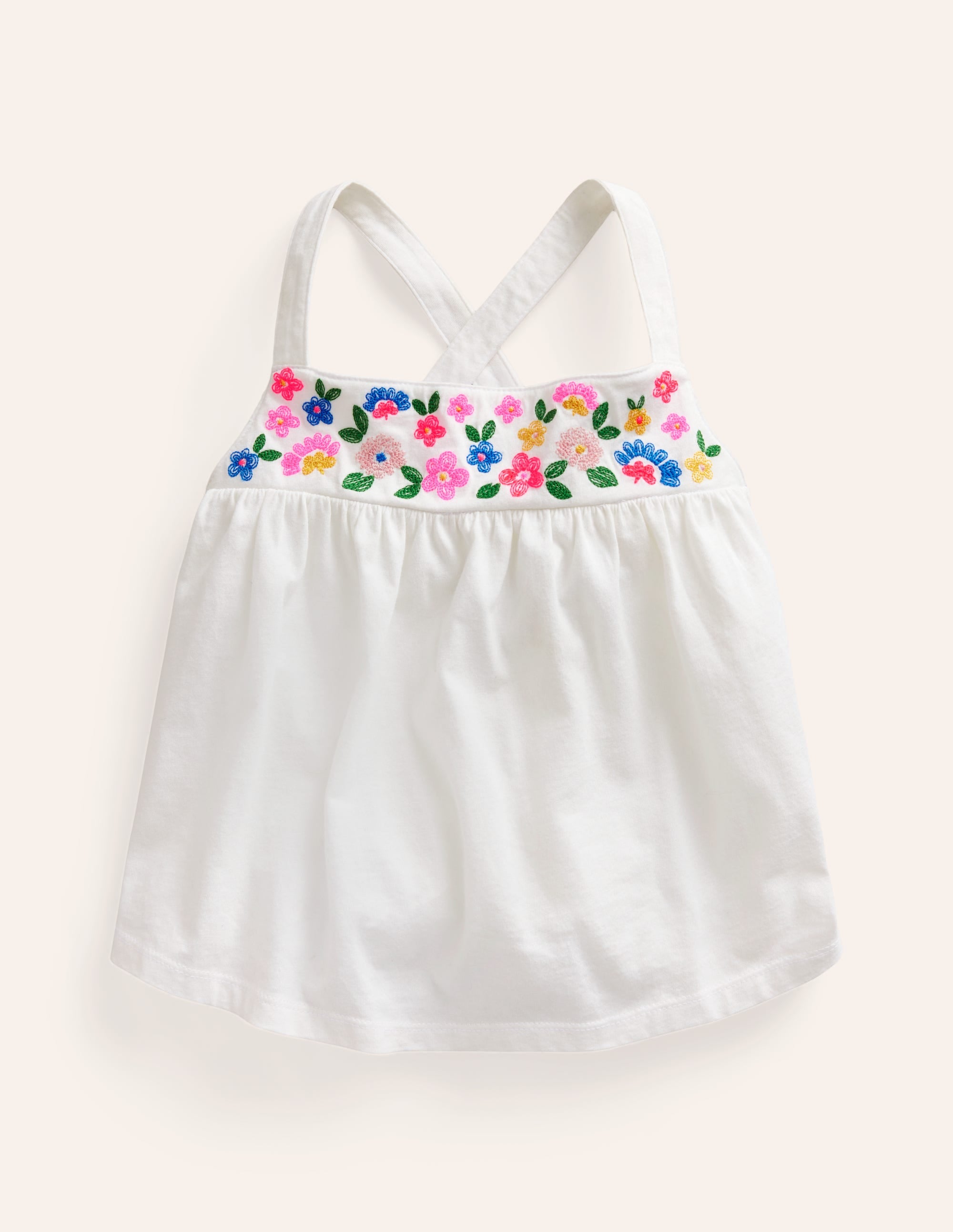 Embroidered Jersey Vest-White - Image 1