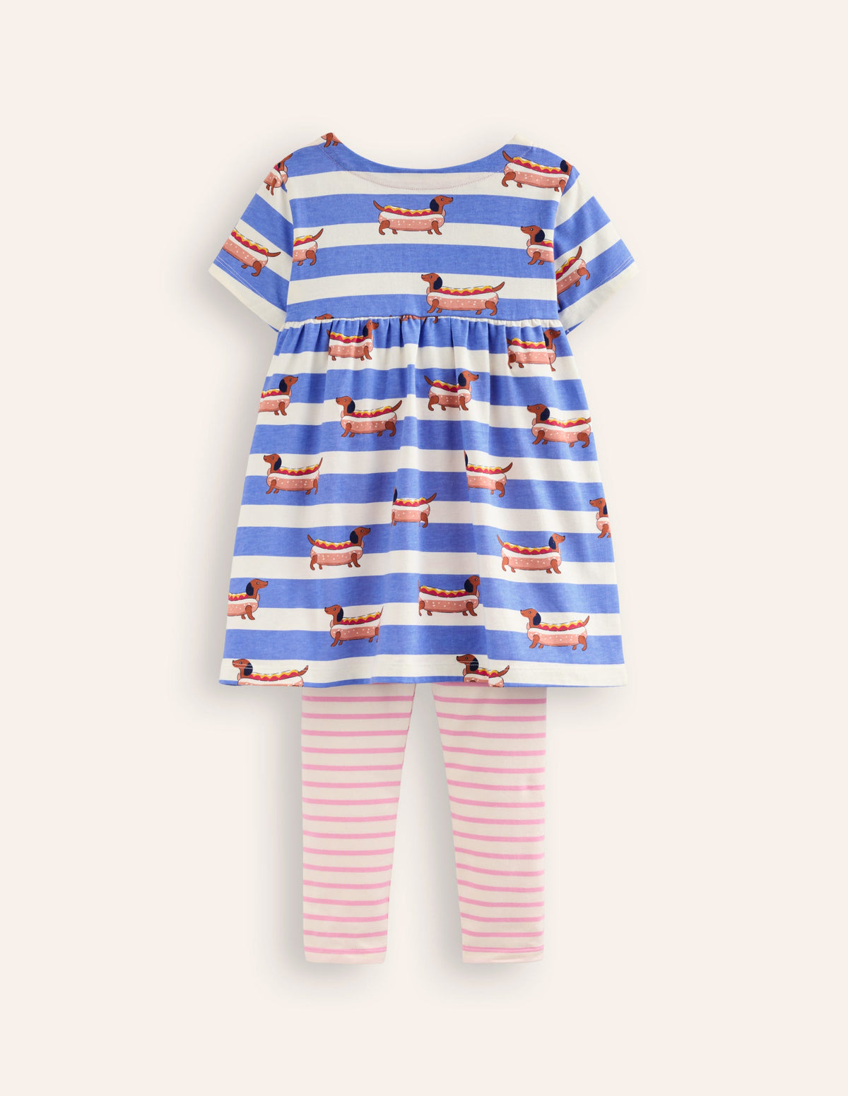 Short Sleeve Printed Tunic Set-Surf Blue Hot Dog - Image 2
