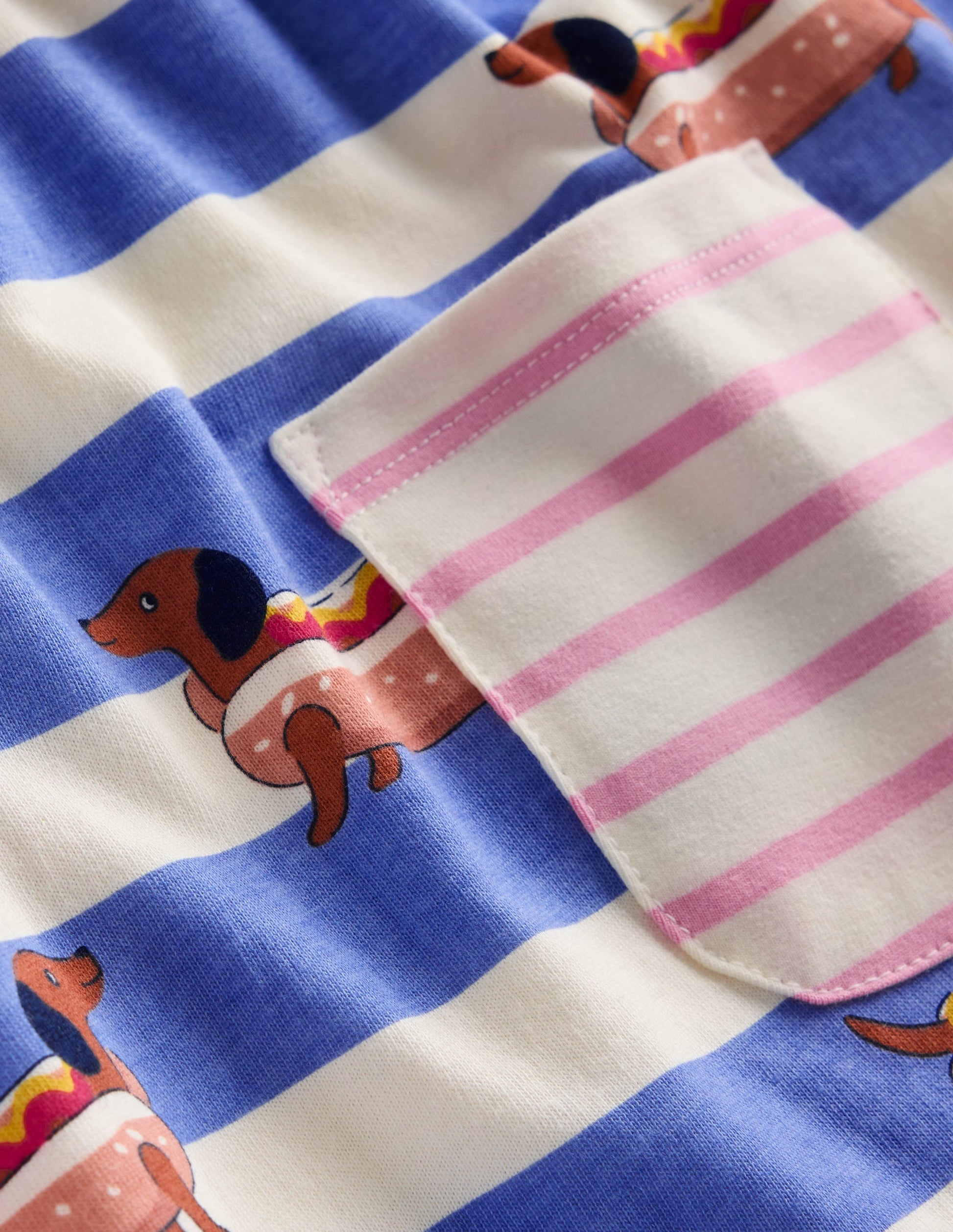 Short Sleeve Printed Tunic Set-Surf Blue Hot Dog-3