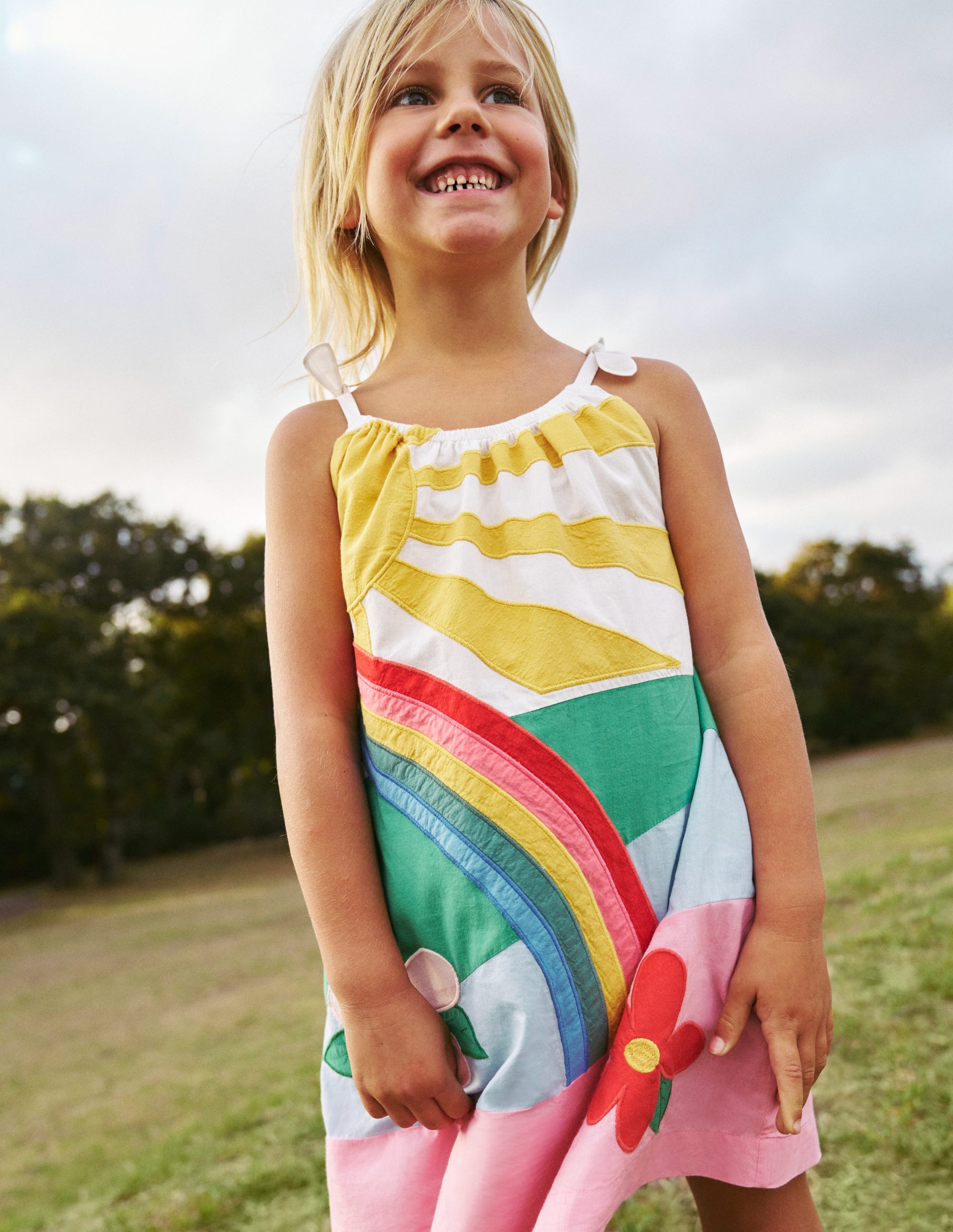 Strappy Appliqué Dress-Multi Rainbow Scene - Image 4