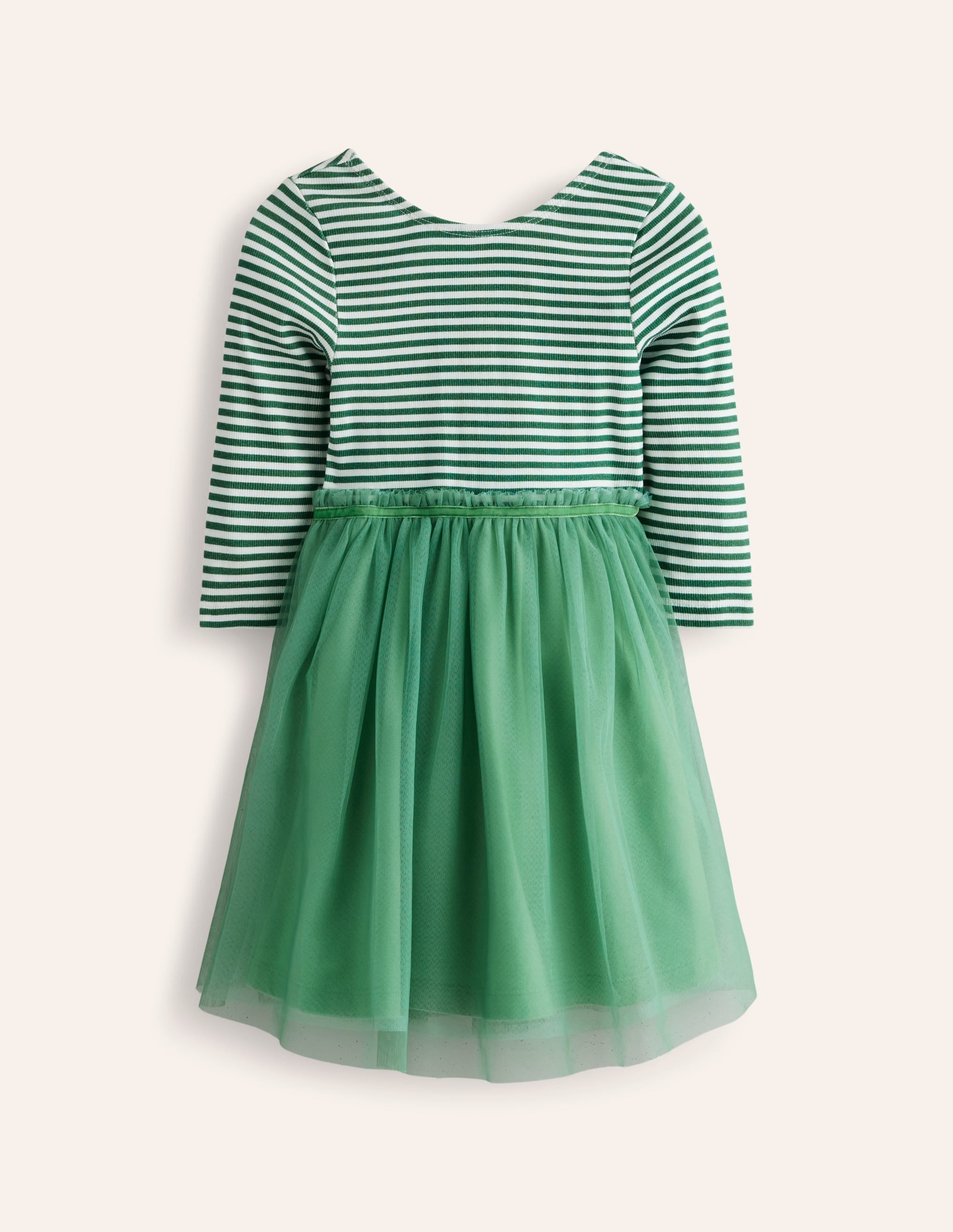Tilly Rib Jersey Tulle Dress-Green - Image 1