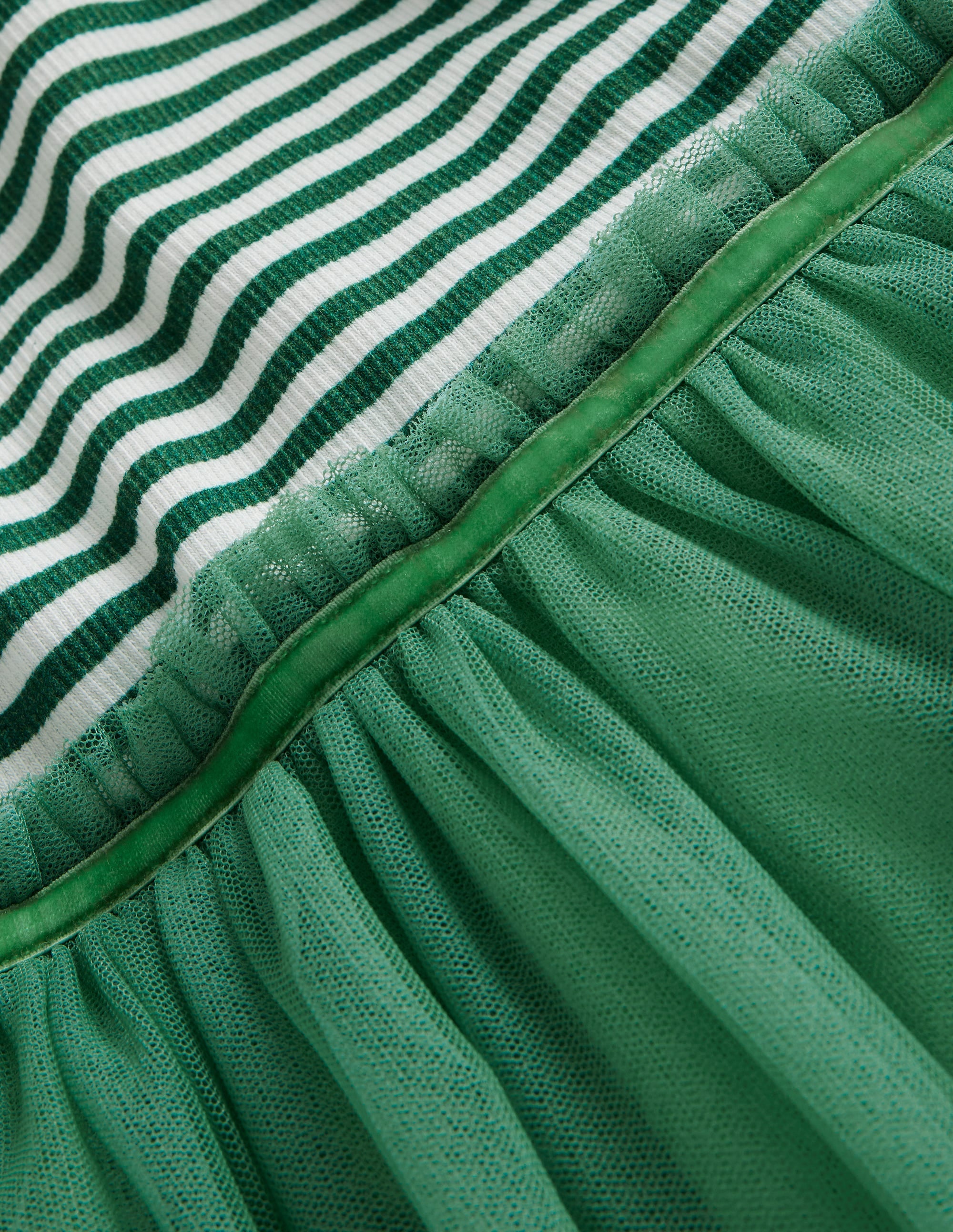 Tilly Rib Jersey Tulle Dress-Green - Image 3
