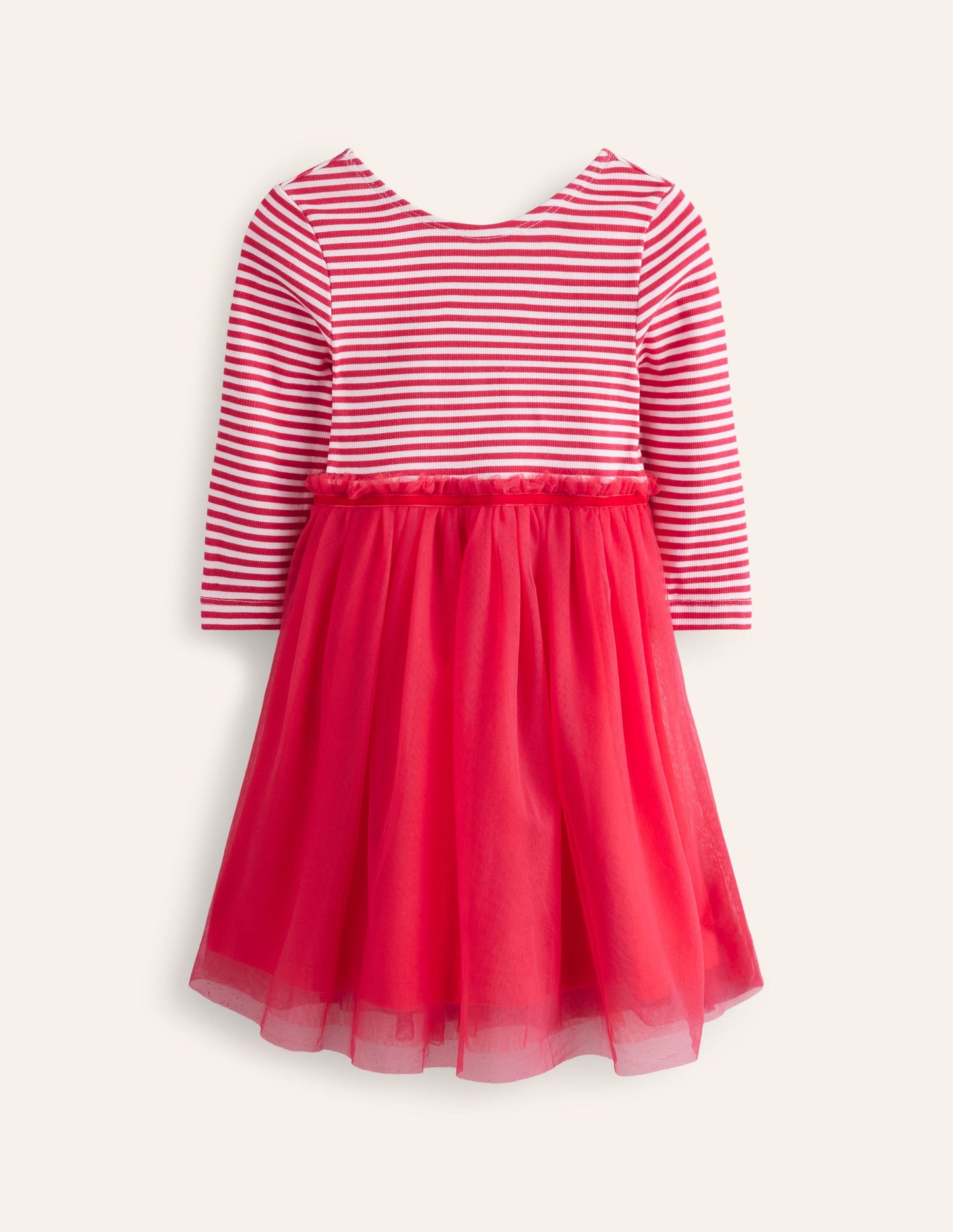 Tilly Rib Jersey Tulle Dress-Pink