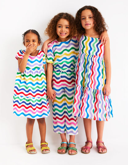 Aurelia Tiered Twirly Dress-Multi Wave