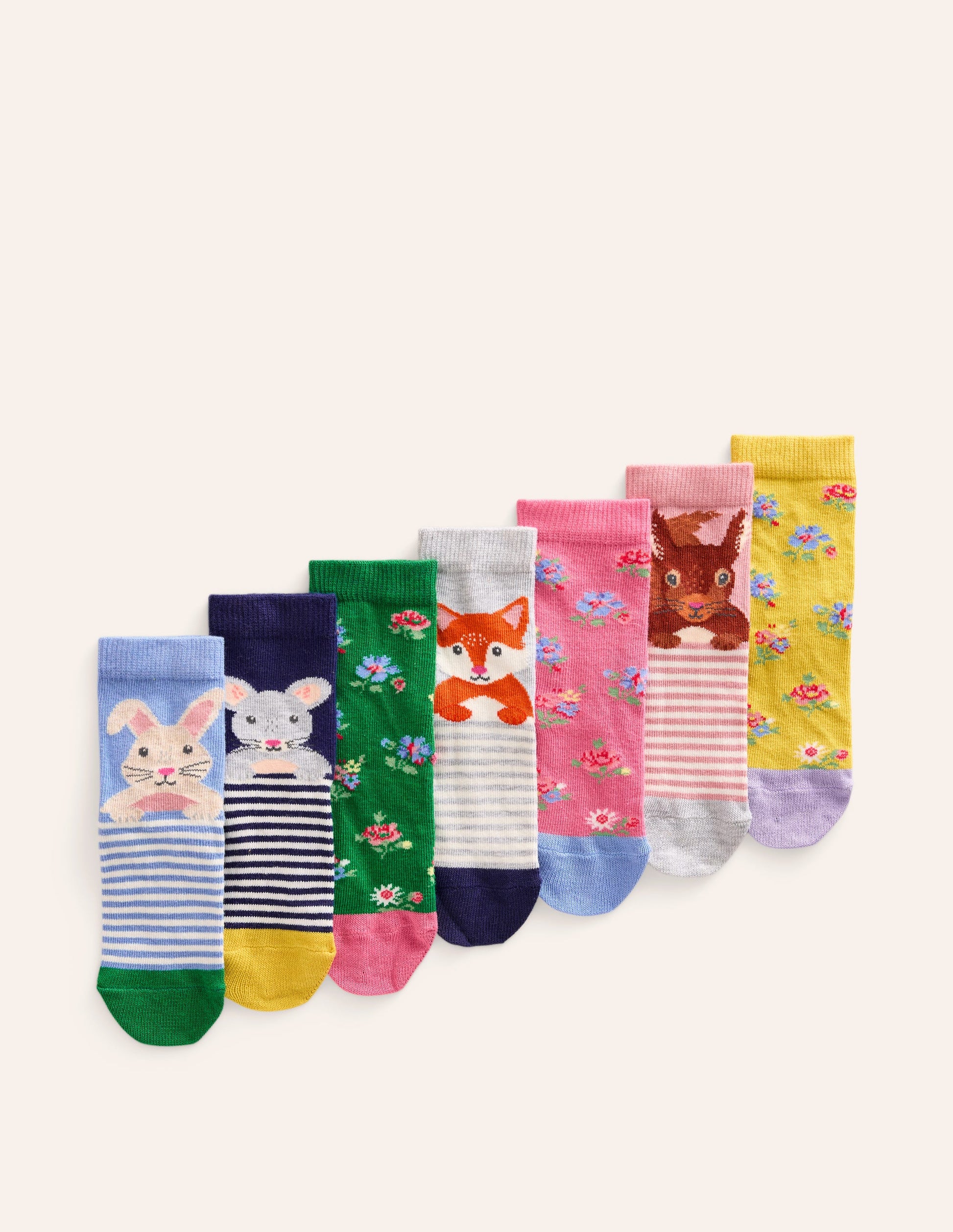 Socks 7 Pack-Multi Floral Animals-1