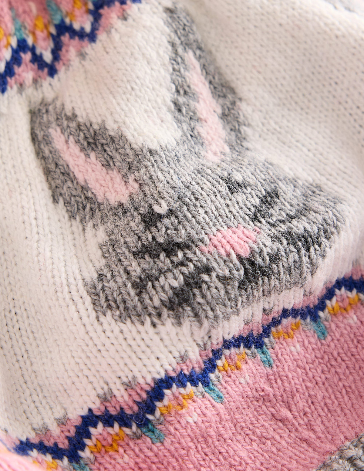 Fair Isle Knitted Beret-Vintage Pink Bunnies - Image 2