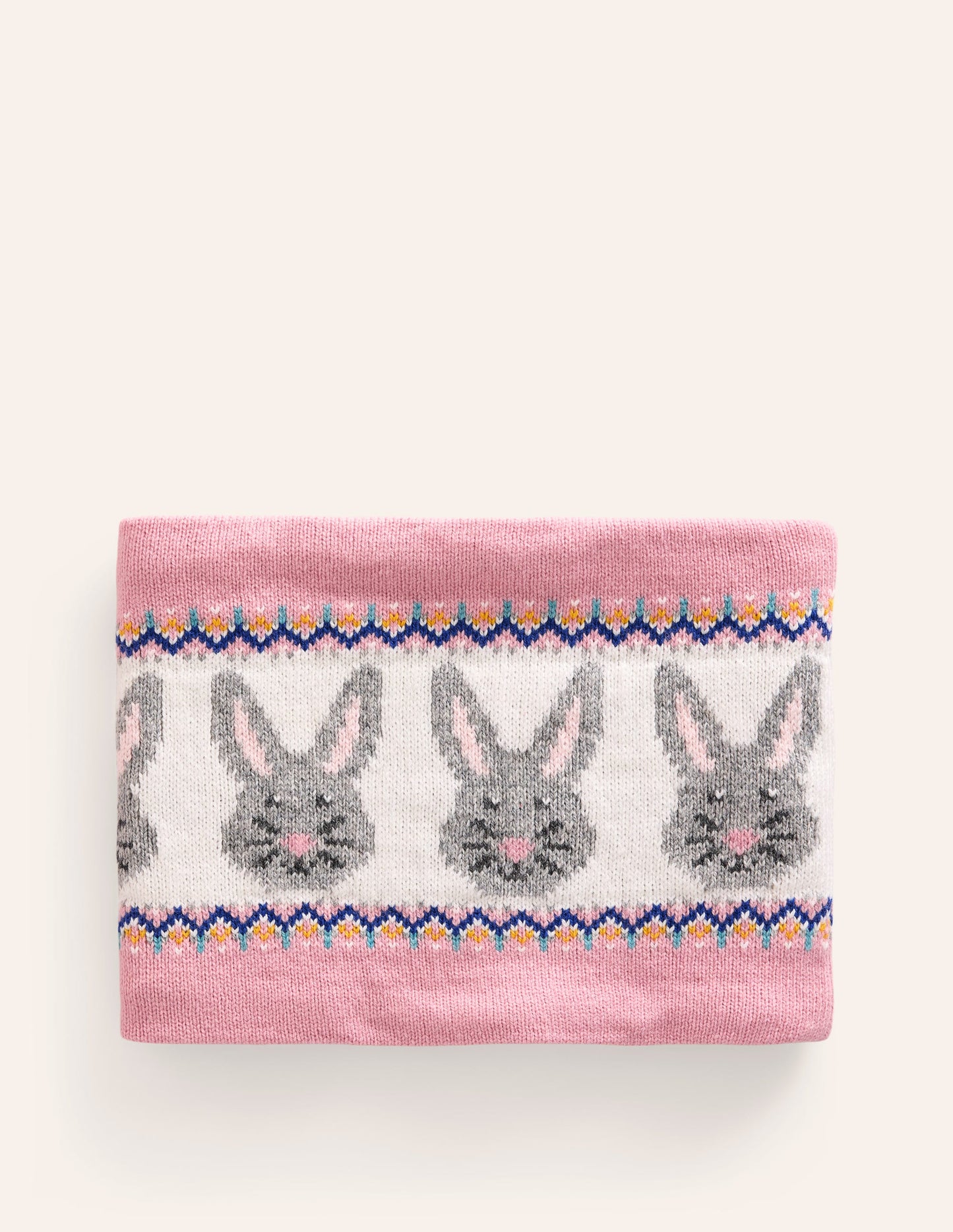 Fair Isle Knitted Snood-Vintage Pink Bunnies