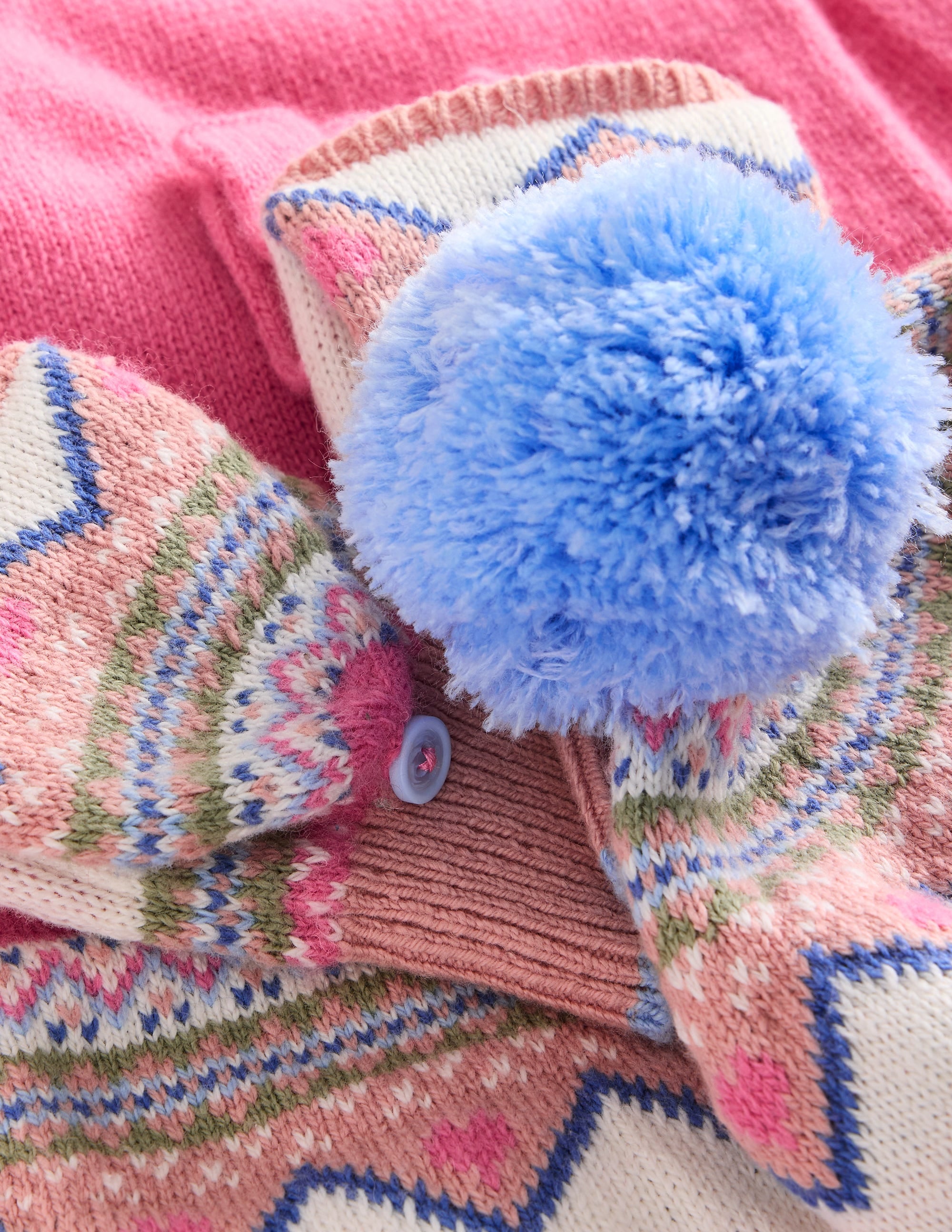 Fair Isle Knitted Set-Rose Petal Pink Flowers - Image 2