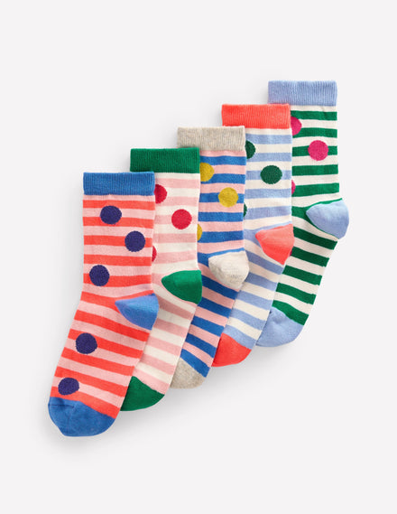 Socks 5 Pack-Multi Spots and Stripes