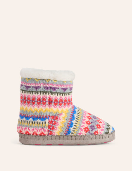 Fair Isle Slipper Boots-Corsica Blue Fair Isle