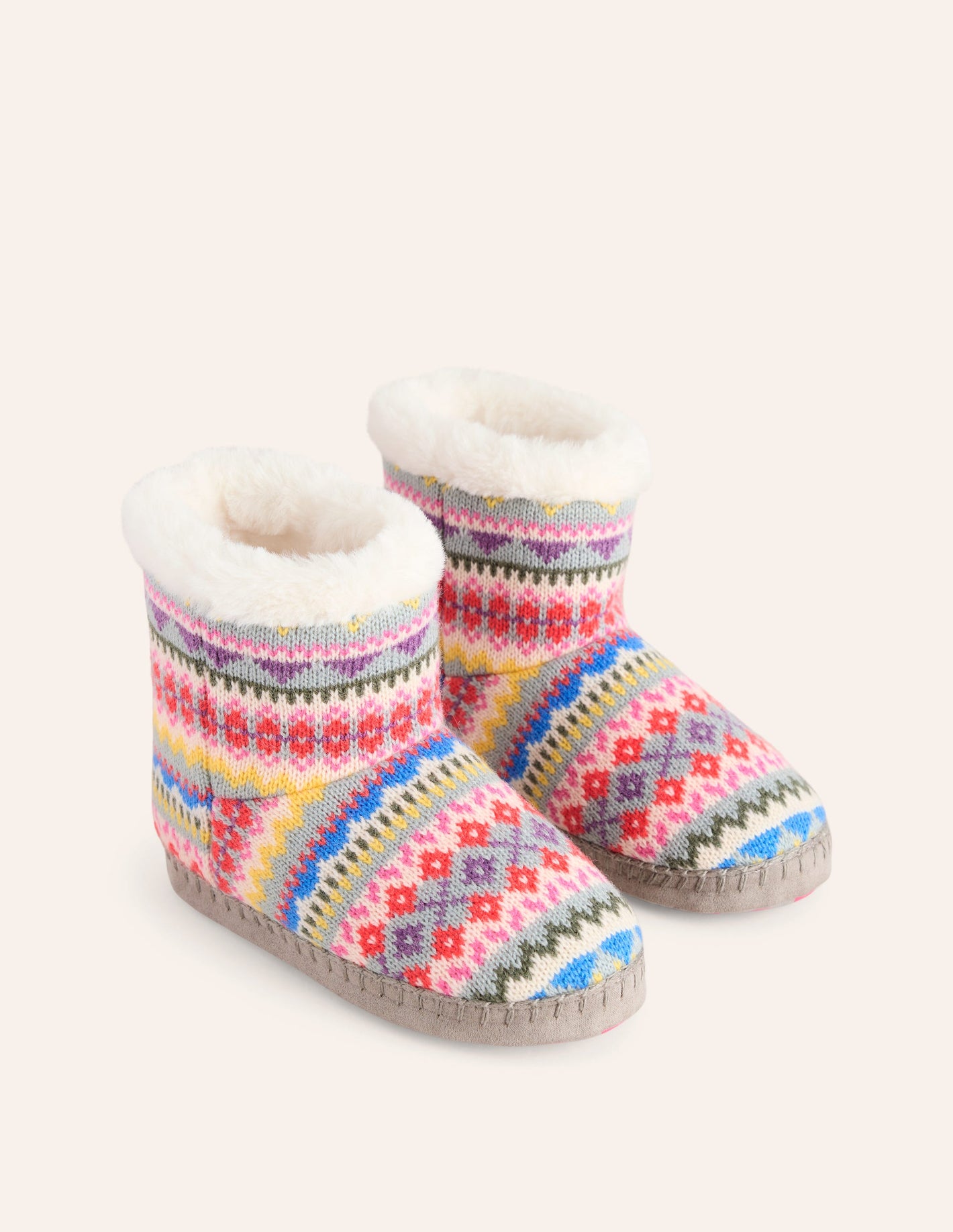 Fair Isle Slipper Boots-Corsica Blue Fair Isle