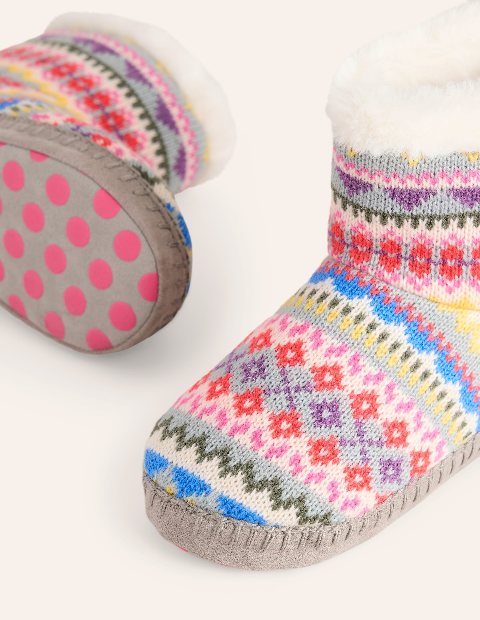 Fair Isle Slipper Boots-Corsica Blue Fair Isle - Image 3