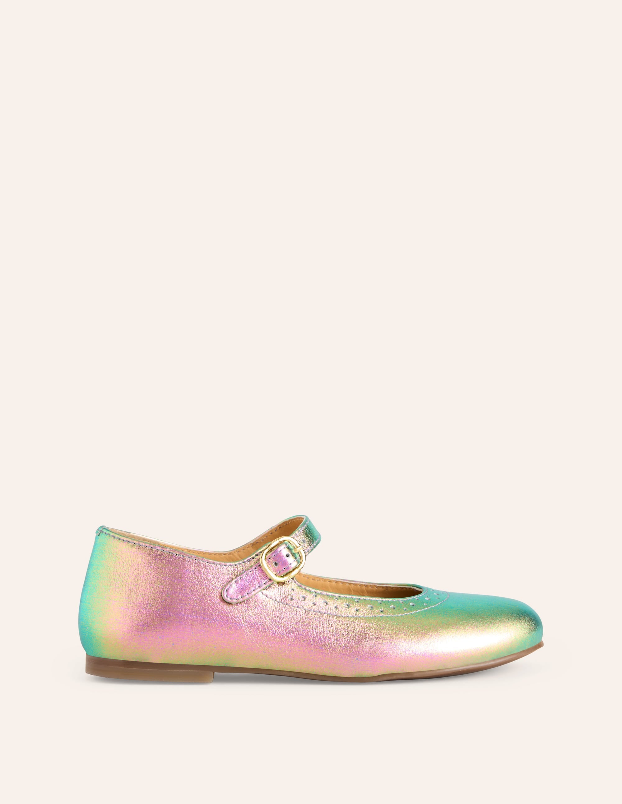 Leather Mary Janes-Iridescent Gold Metallic - Image 1
