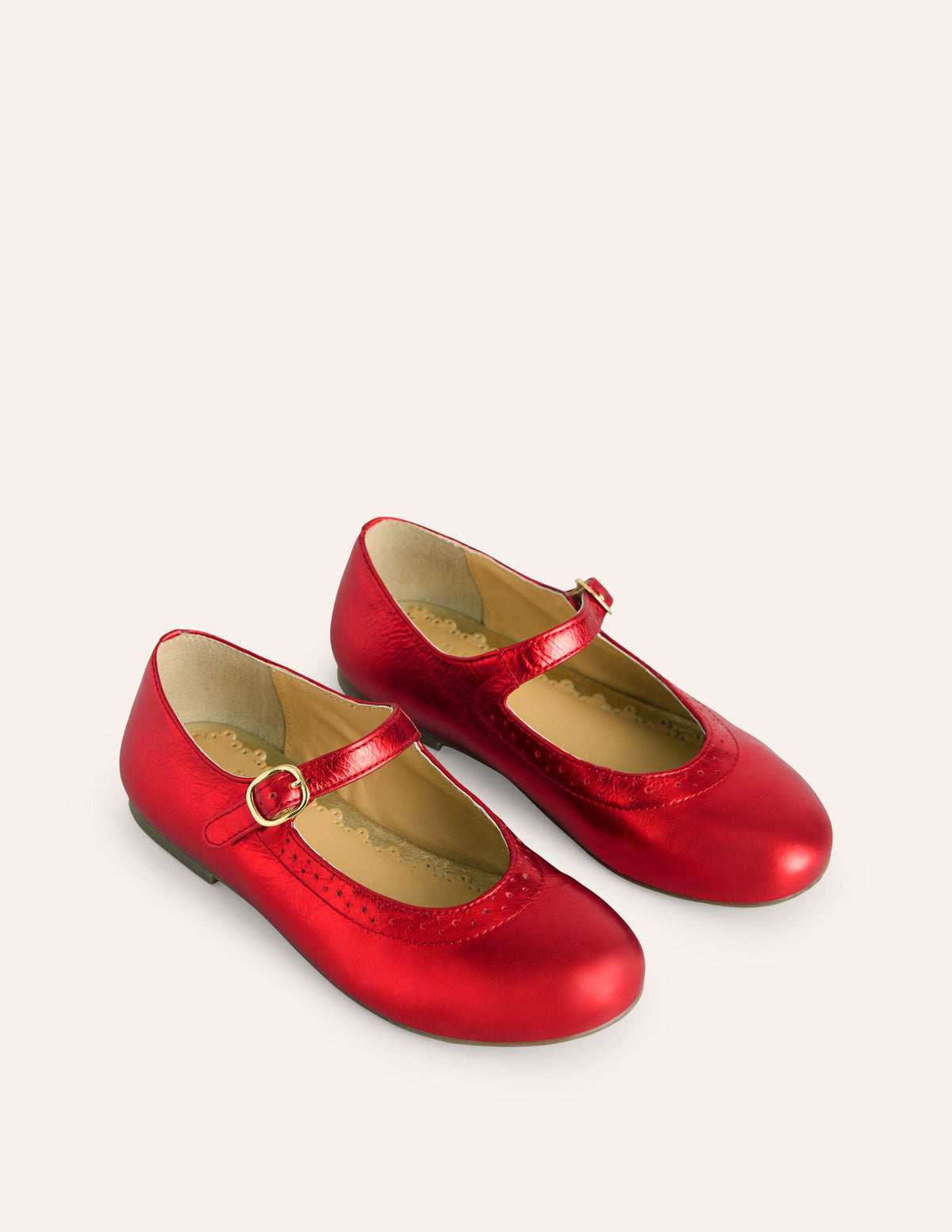 Leather Mary Janes-Red Metallic - Image 2