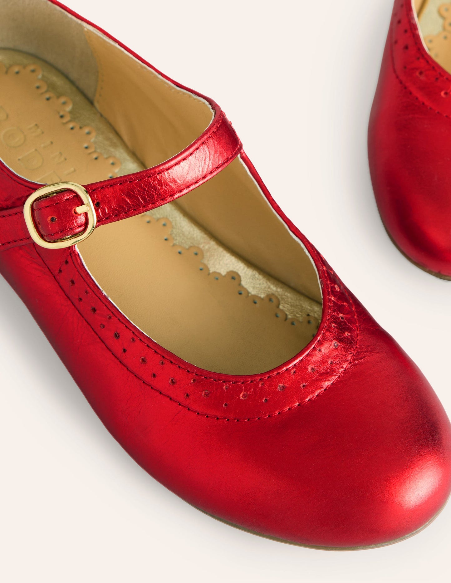 Leather Mary Janes-Red Metallic