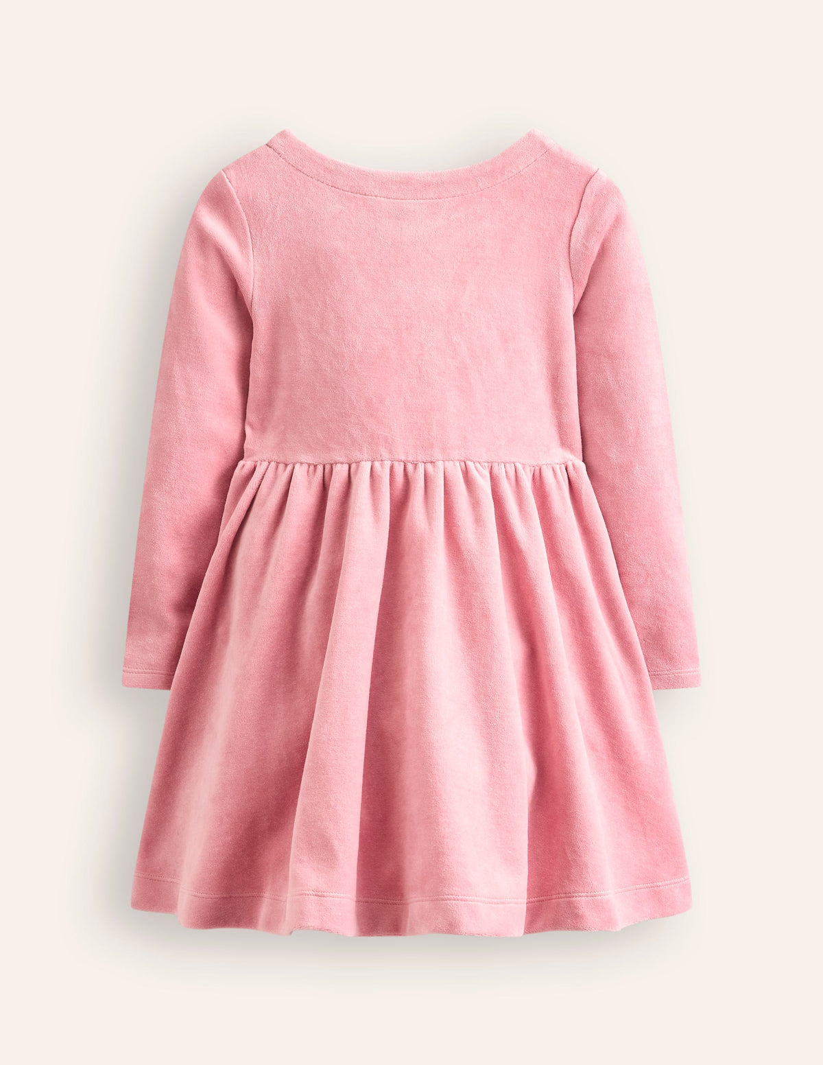 Twirly Velour Appliqué Dress-Almond Pink Robin-2