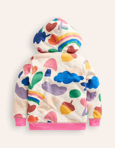 Shaggy-lined Hoodie-Oatmeal Marl Rainbow Collage