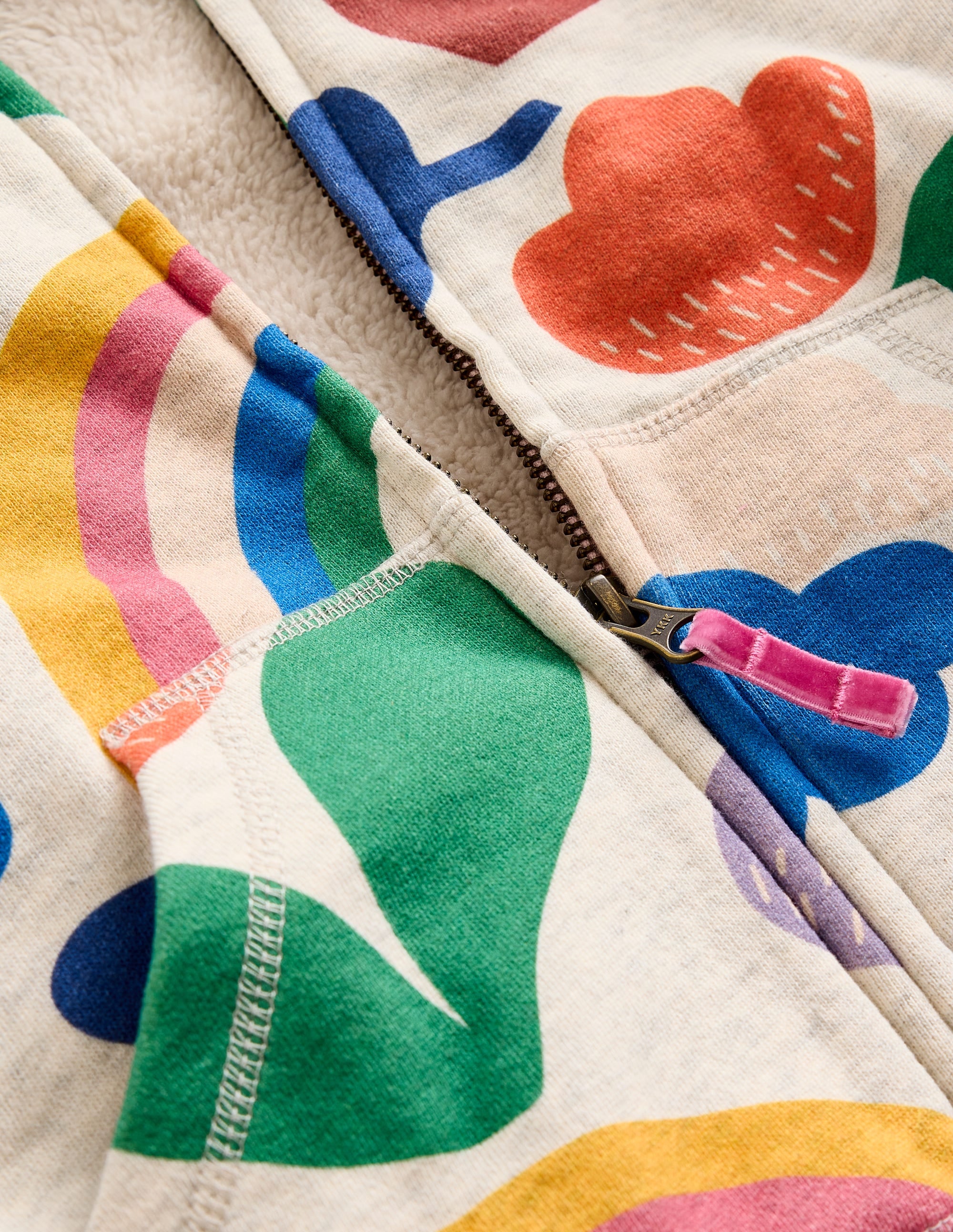 Shaggy-lined Hoodie-Oatmeal Marl Rainbow Collage - Image 3