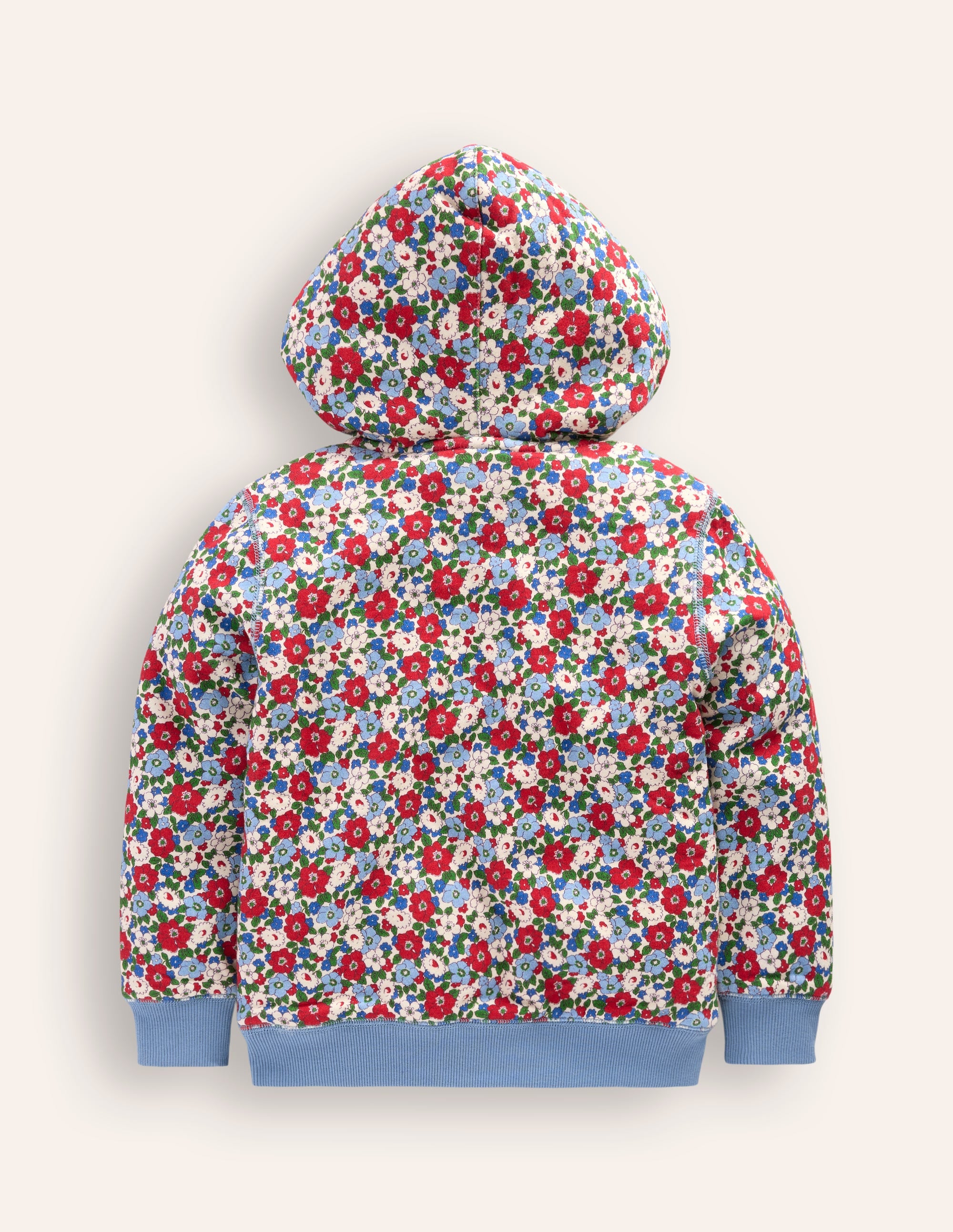 Shaggy-lined Hoodie-Glacier Blue Winter Floral - Image 2